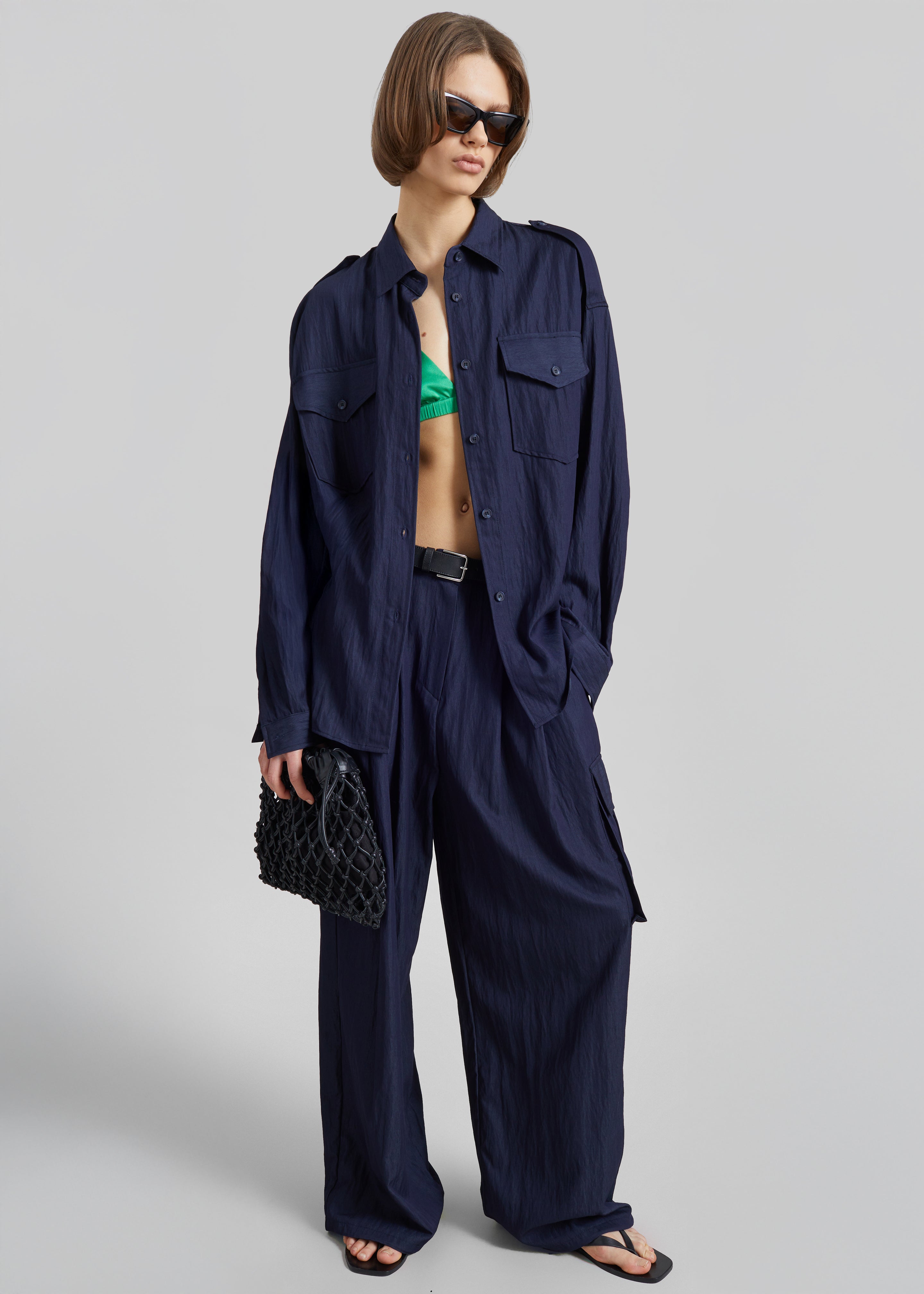 Trevi Textured Cargo Shirt - Navy - 2