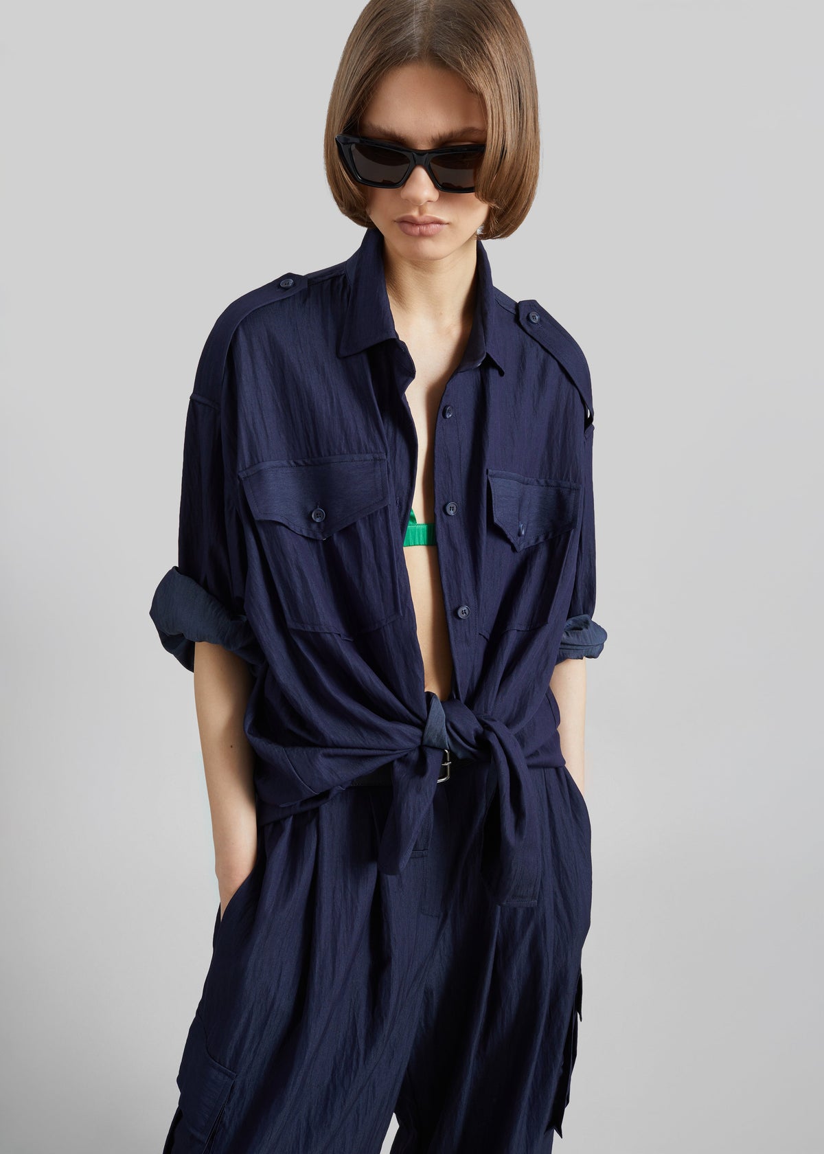 Trevi Textured Cargo Shirt - Navy - 1