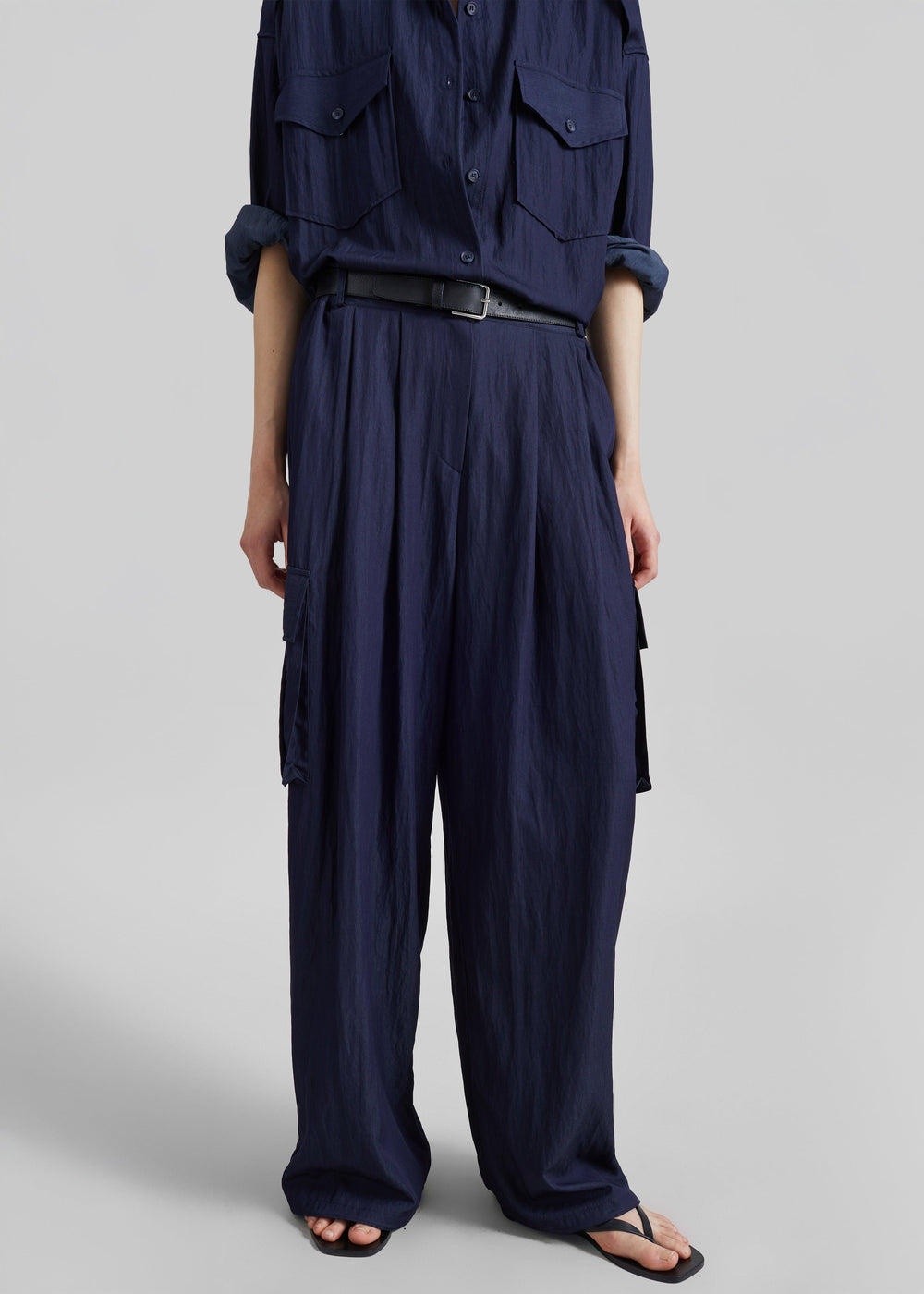 Trevi Textured Cargo Pants - Navy - 1
