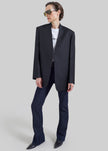 Blazer Trevis con motivo a chevron senza colletto - Nero