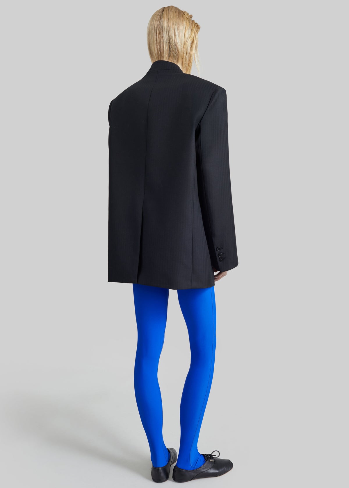 Blazer Trevis con motivo a chevron senza colletto - Nero