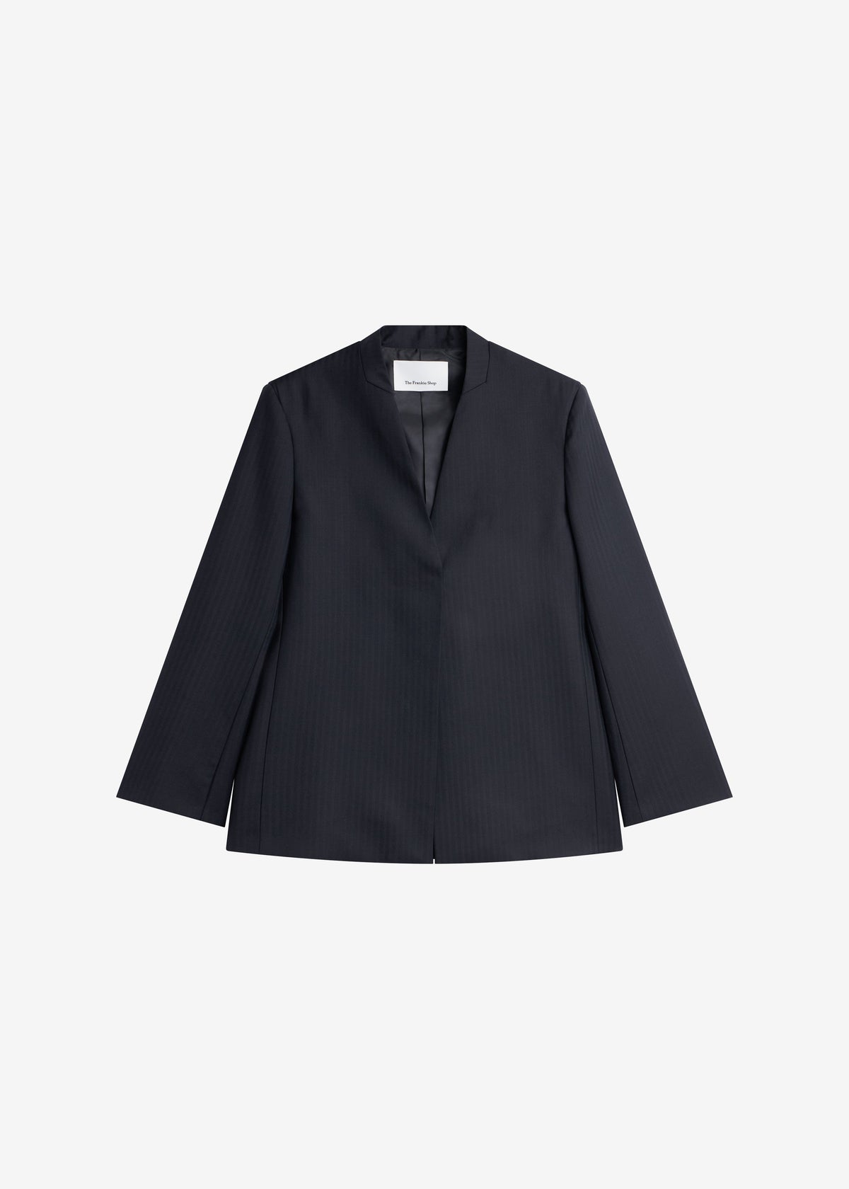 Blazer Trevis con motivo a chevron senza colletto - Nero