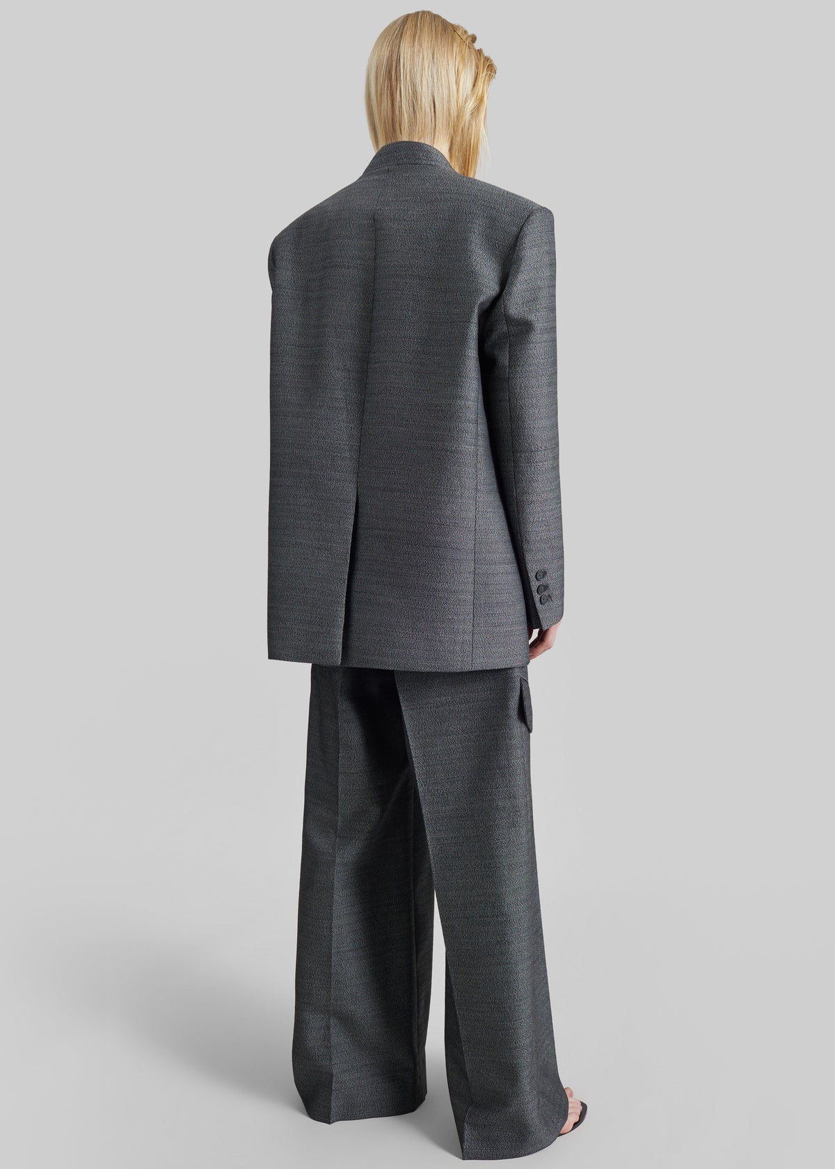 Blazer Trevis senza colletto - Nero mélange