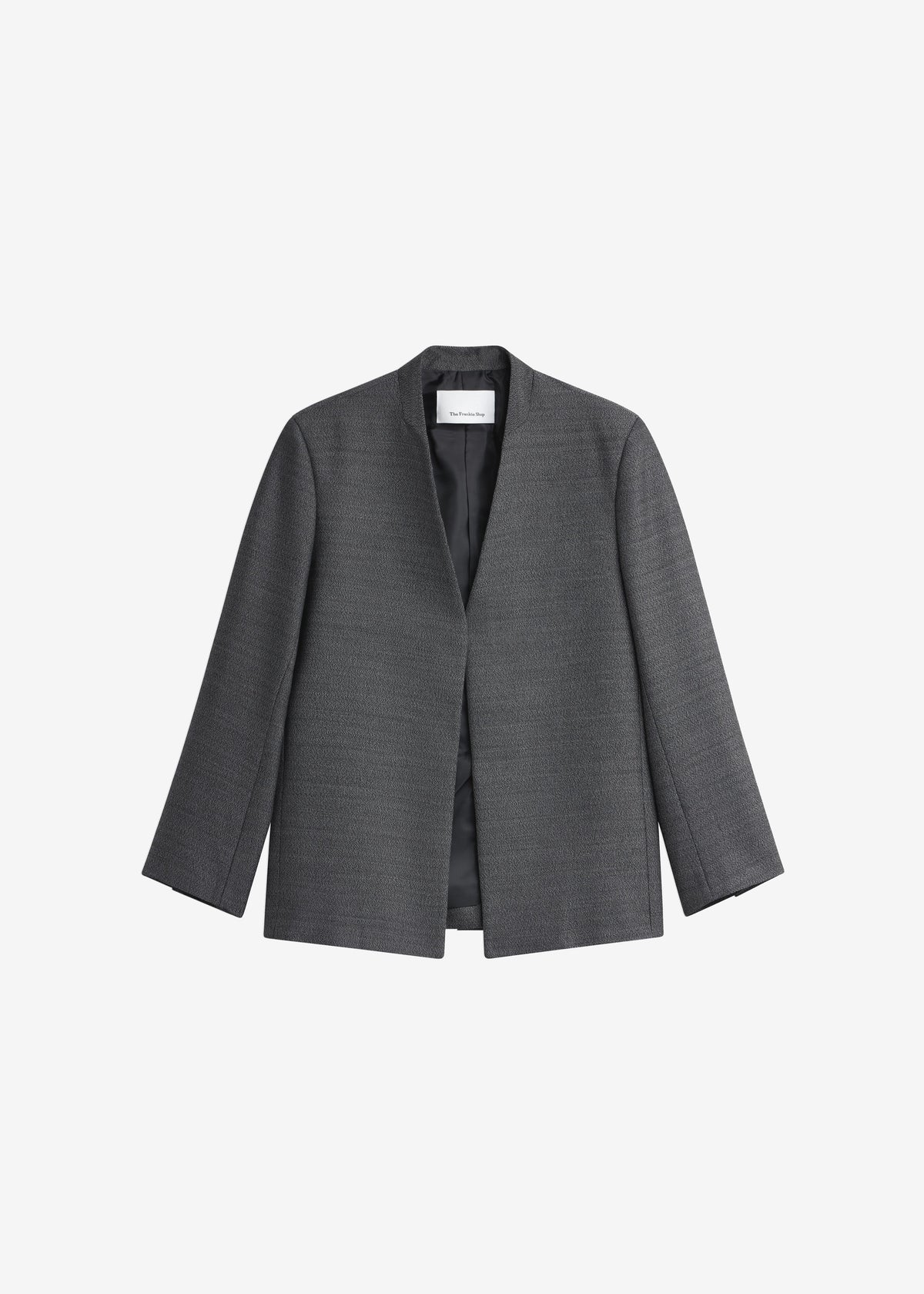 Blazer Trevis senza colletto - Nero mélange