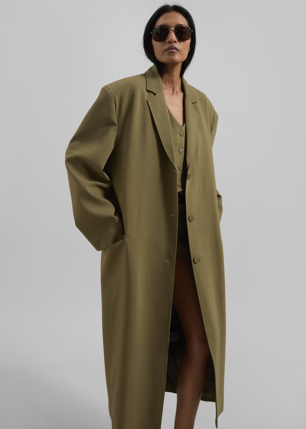 Tribeca Long Coat - Khaki - 1