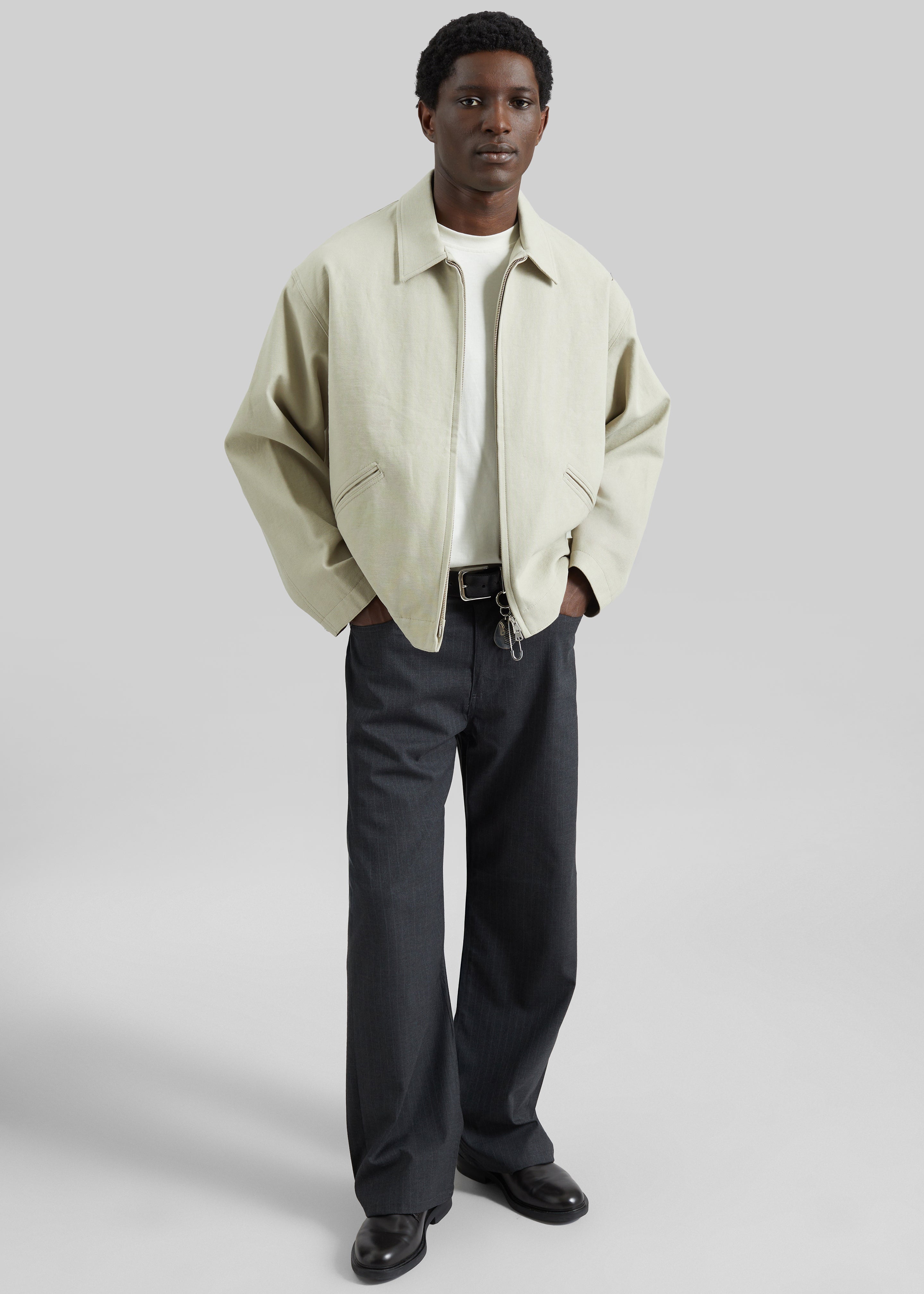 Trieste Straight Pants - Charcoal Pinstripe - 3