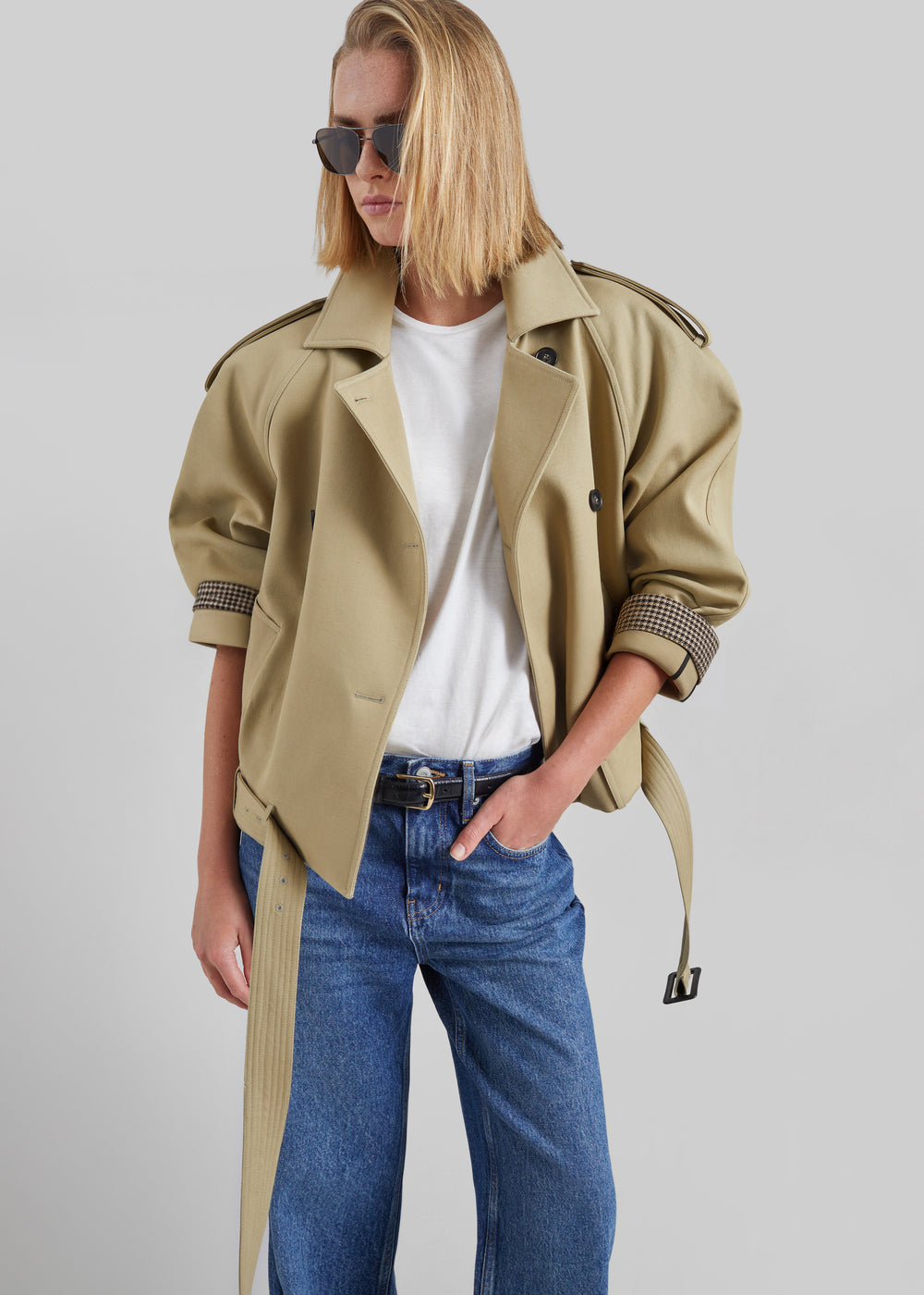 Trina Short Trench Coat - Beige