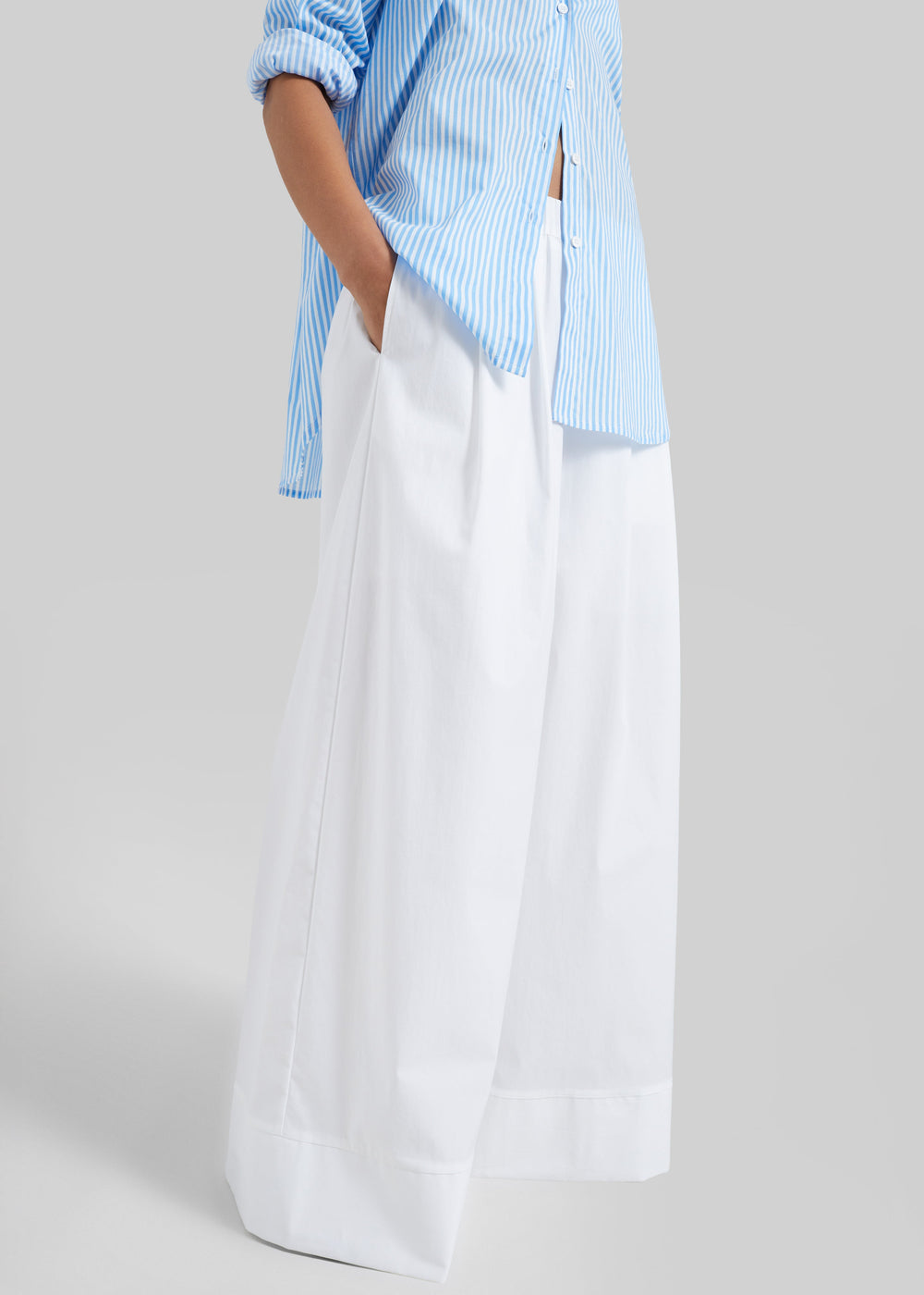 Trivio Poplin Wide Leg Pants - White - 1