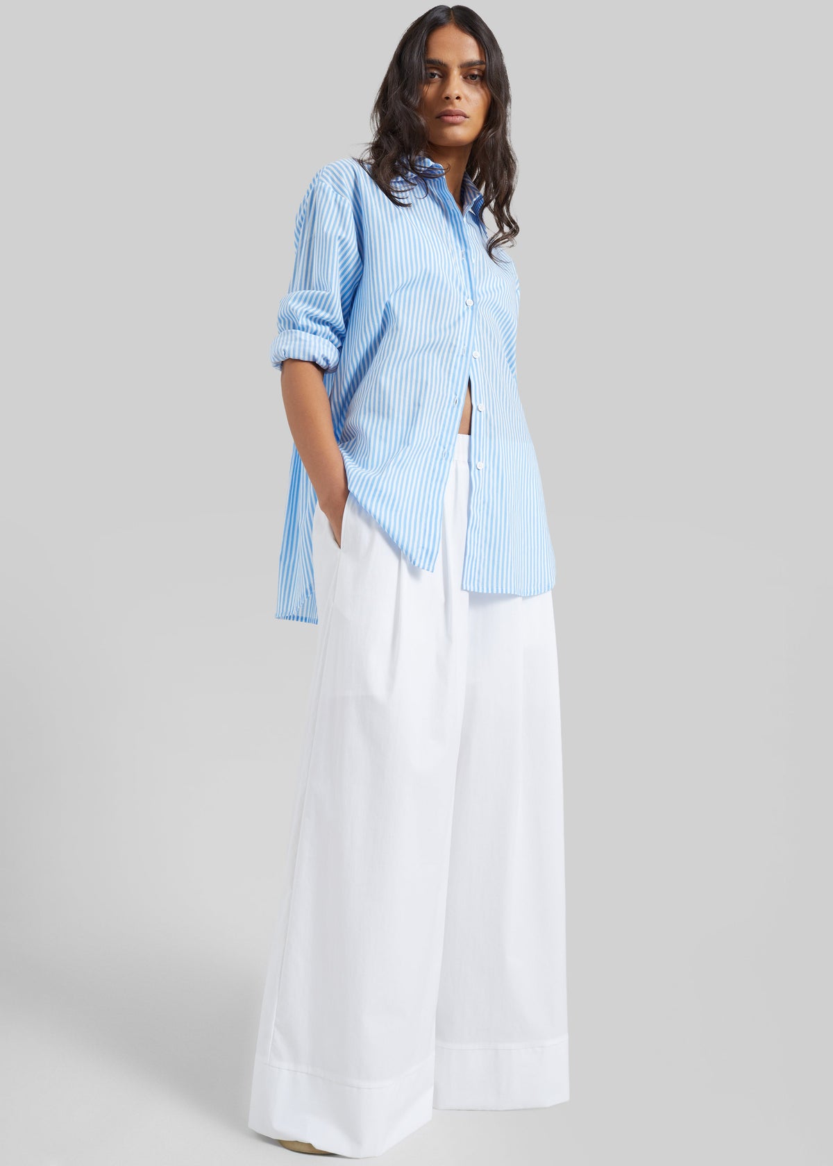Trivio Poplin Wide Leg Pants - White - 1