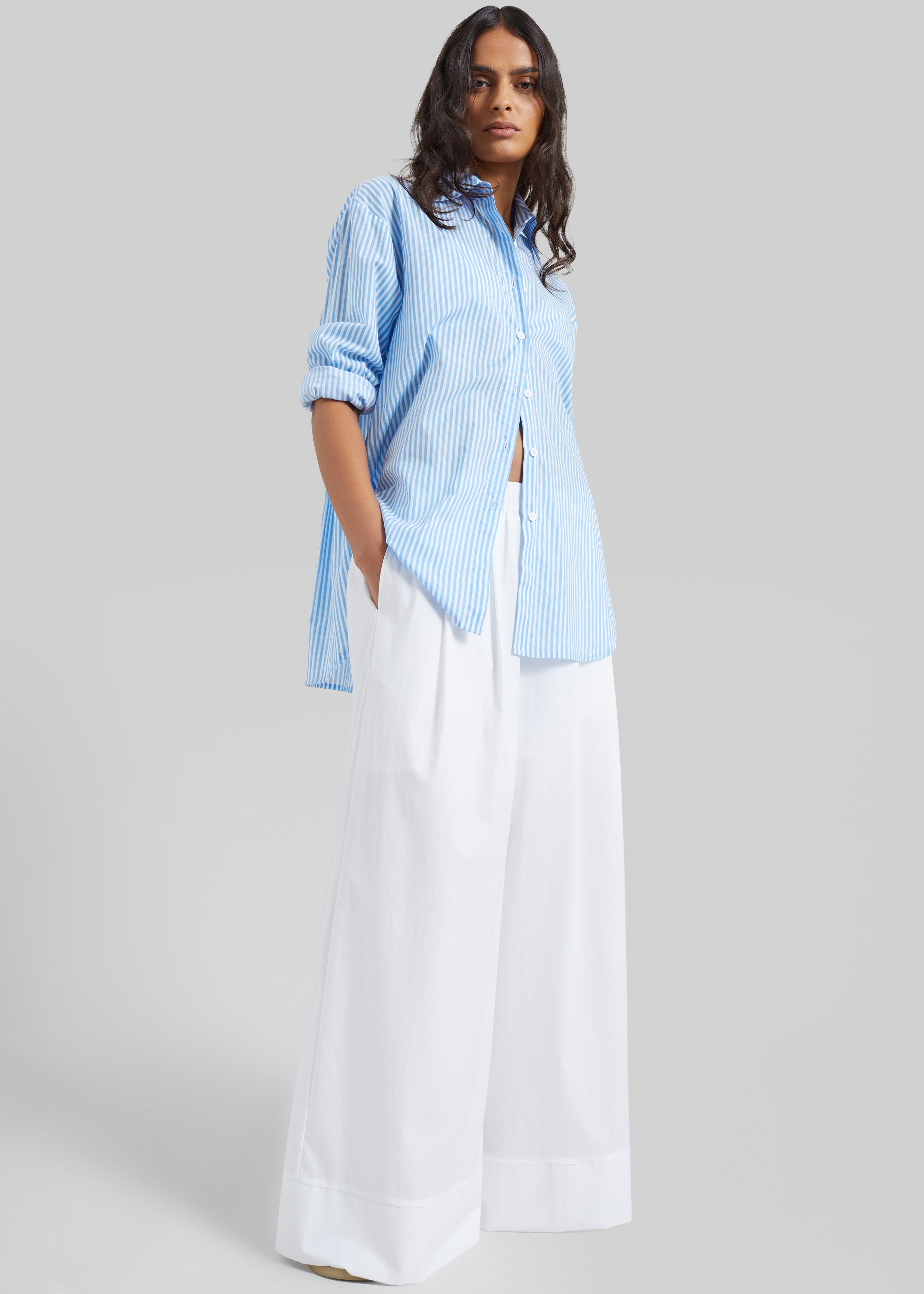 Trivio Poplin Wide Leg Pants - White - 1