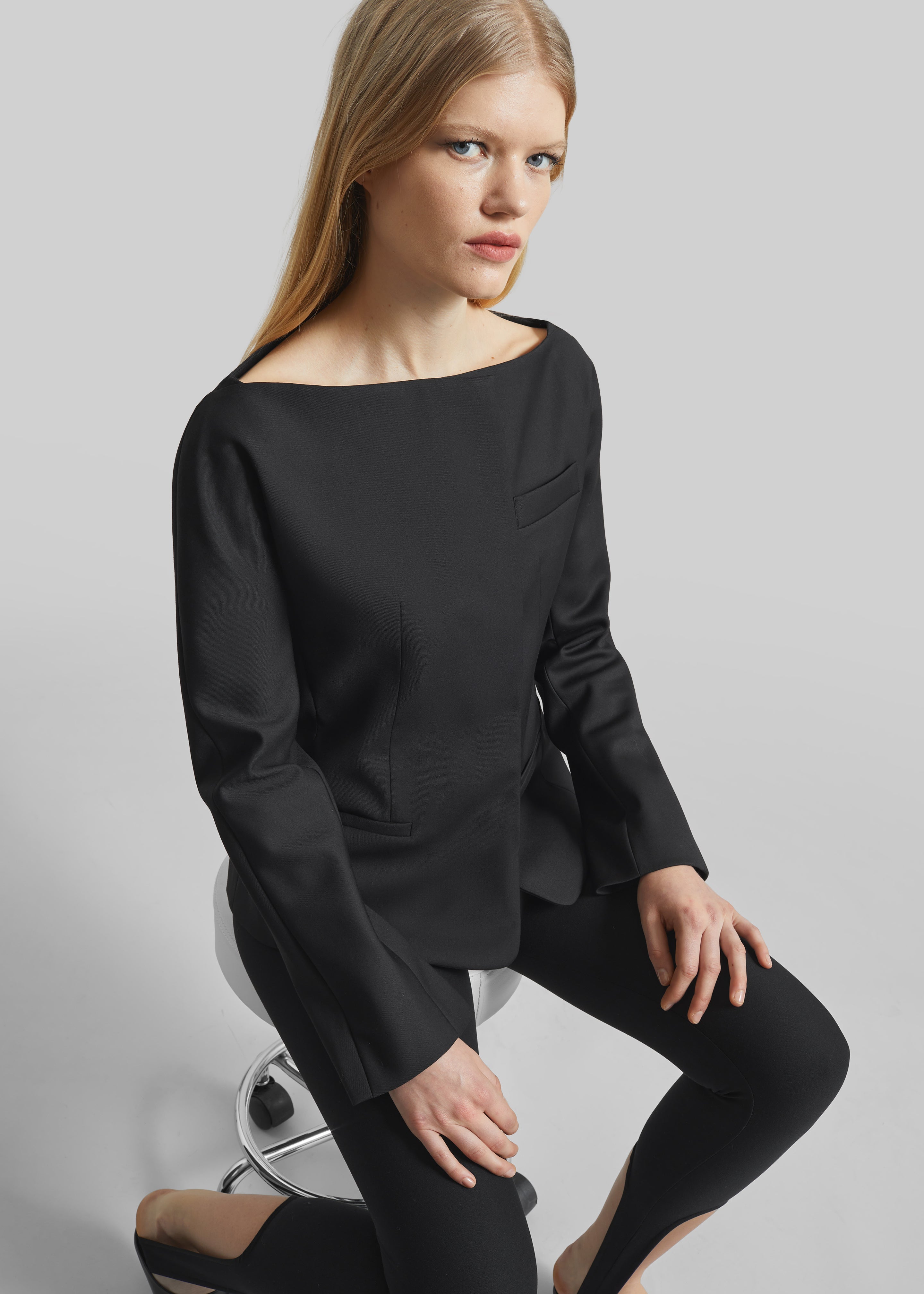 Troense Boatneck Tailored Blazer - Black - 4