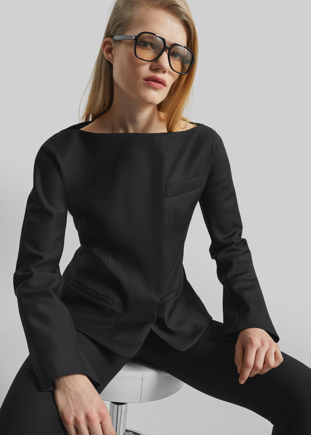 Troense Boatneck Tailored Blazer - Black