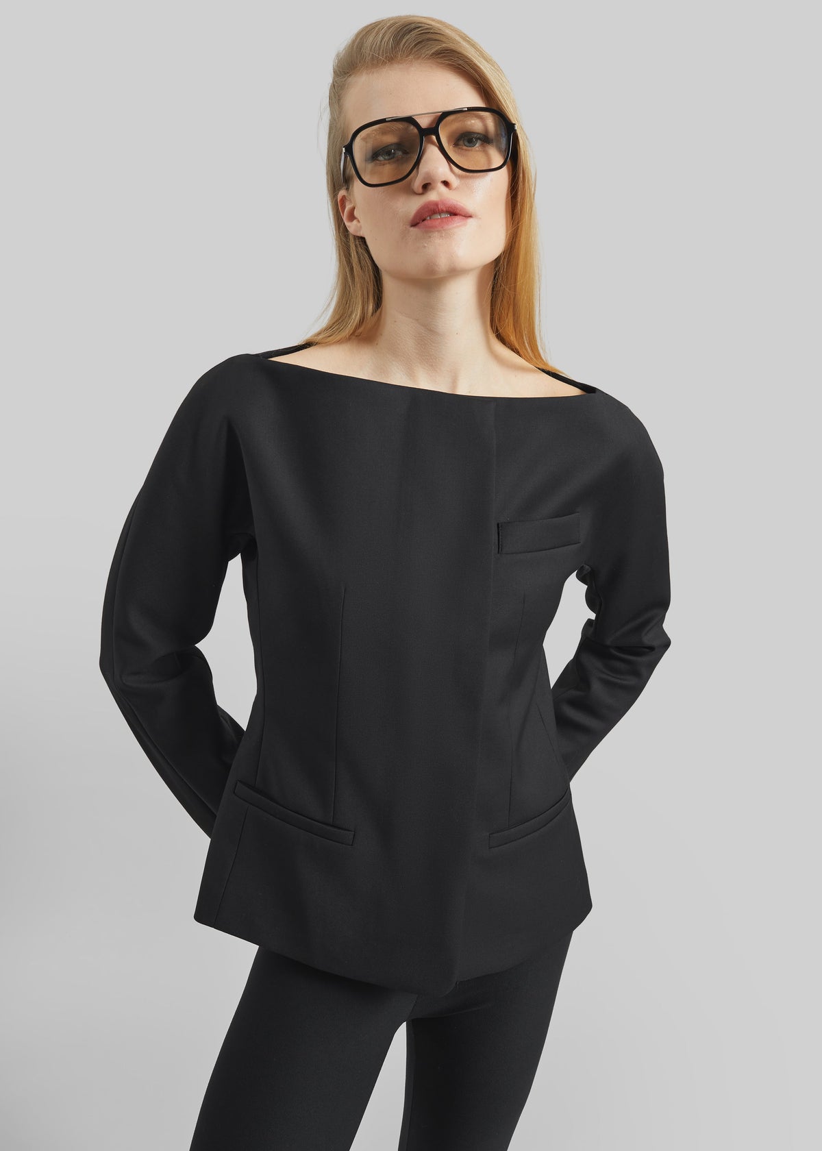 Troense Boatneck Tailored Blazer - Black - 5