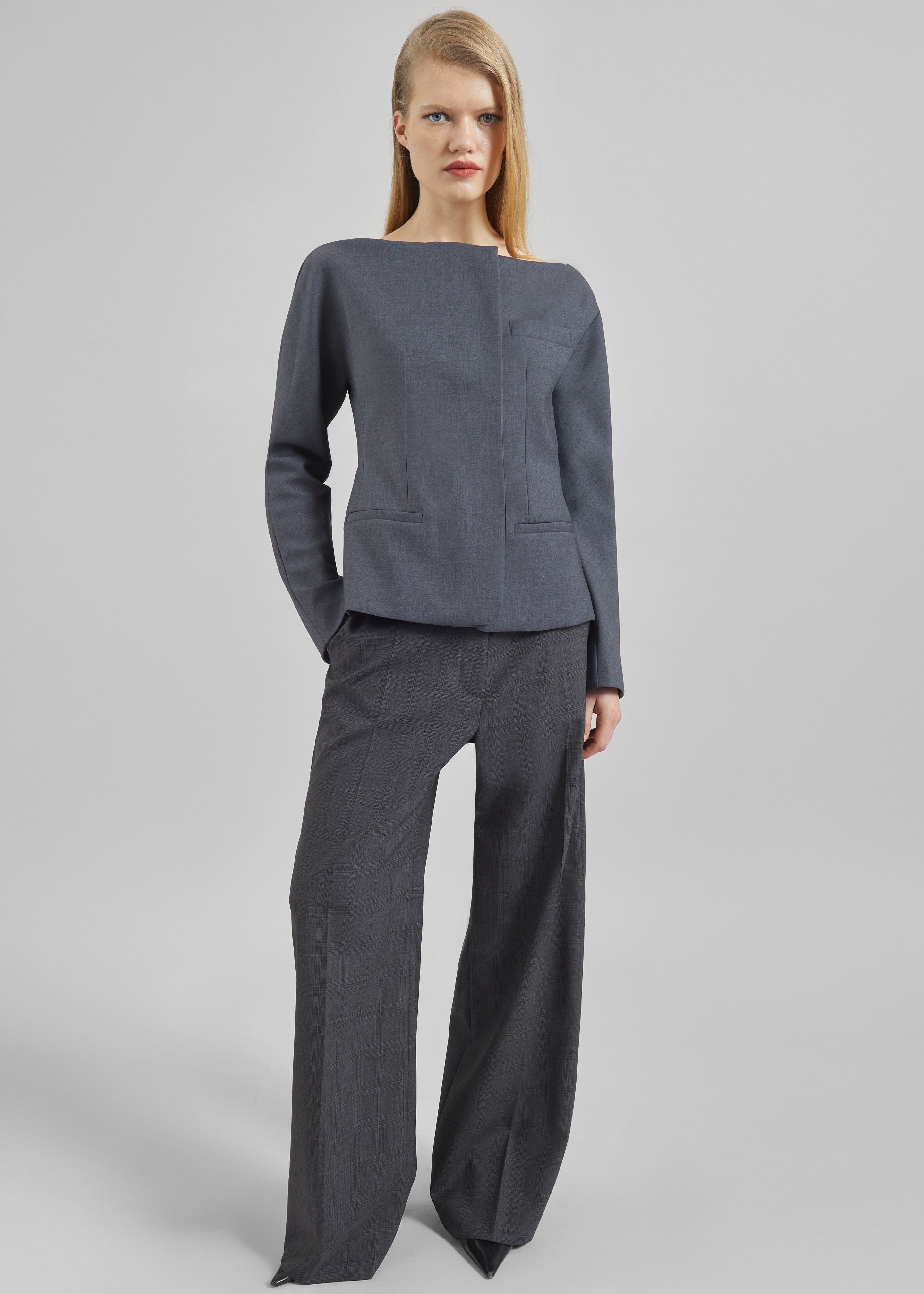 Troense Boatneck Tailored Blazer - Grey - 3