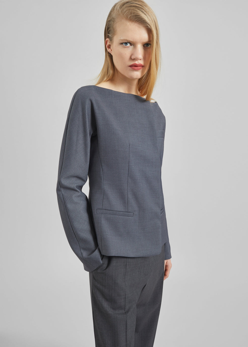 Troense Boatneck Tailored Blazer - Grey - 1