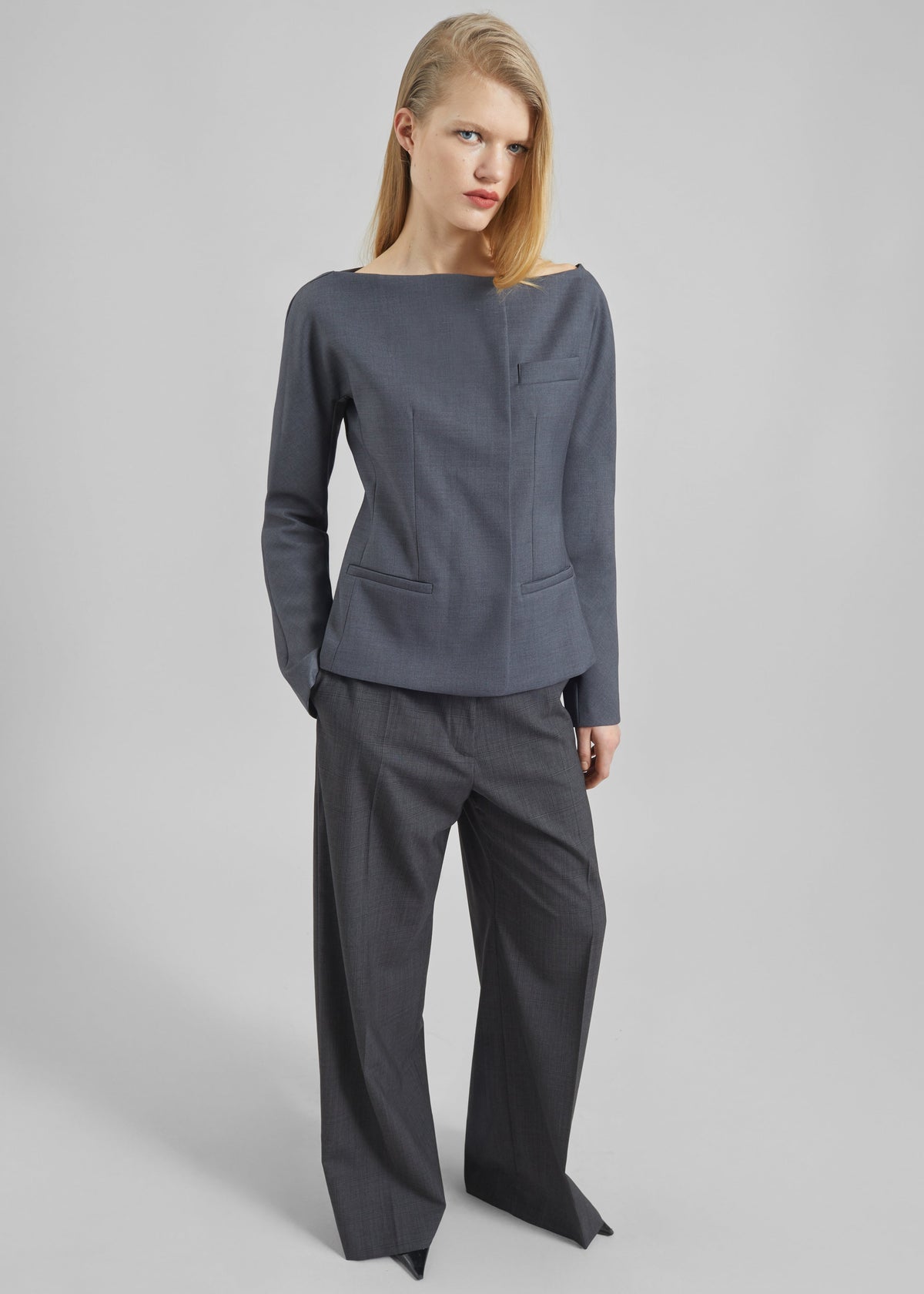 Troense Boatneck Tailored Blazer - Grey - 5