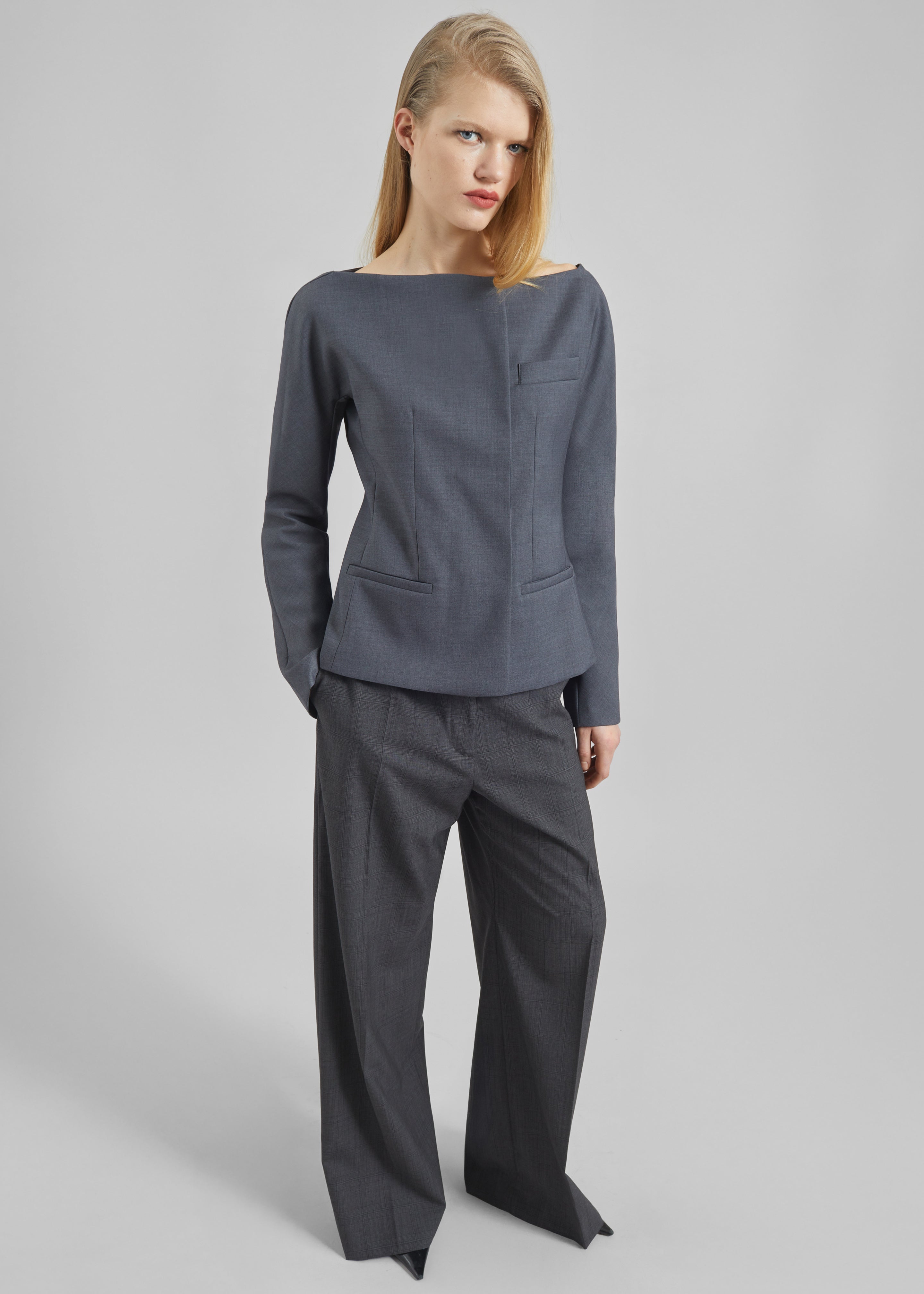 Troense Boatneck Tailored Blazer - Grey - 5