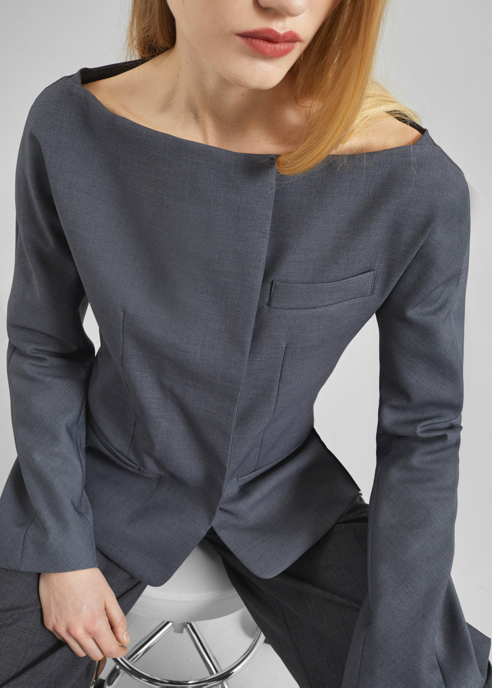 Troense Boatneck Tailored Blazer - Grey