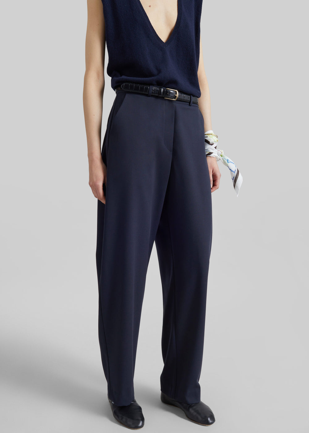 Trofa Curved Trousers - Navy - 1