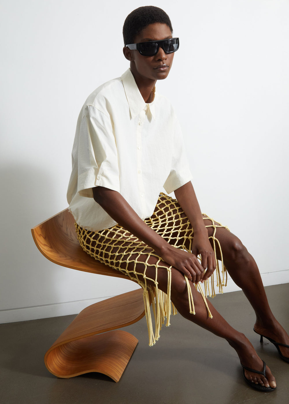 Tropea Macrame Skirt - Pale Yellow