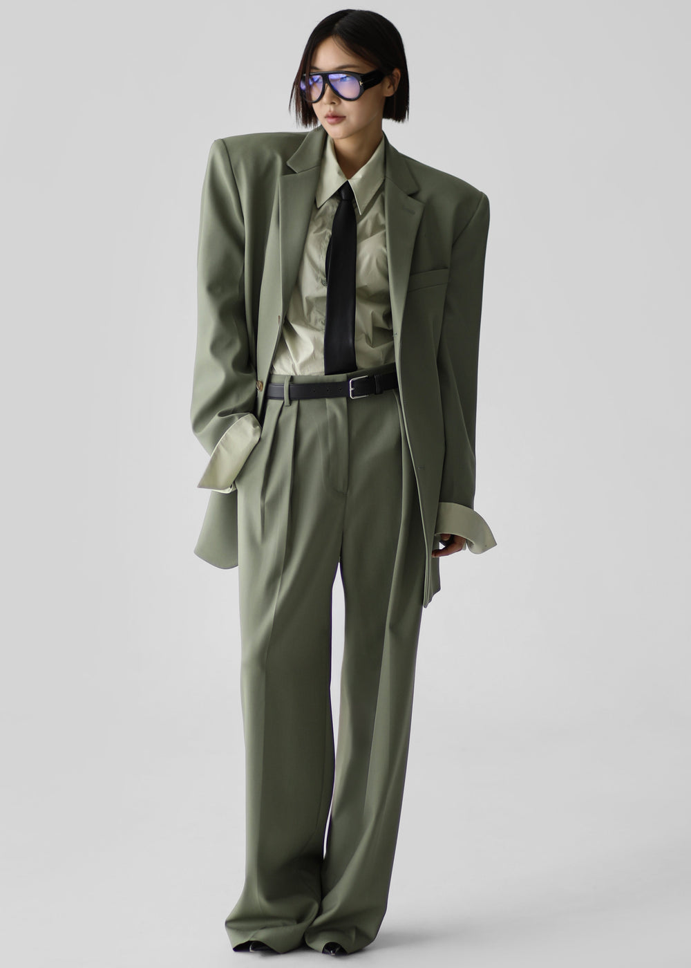 Trosa Straight Trousers - Pale Olive