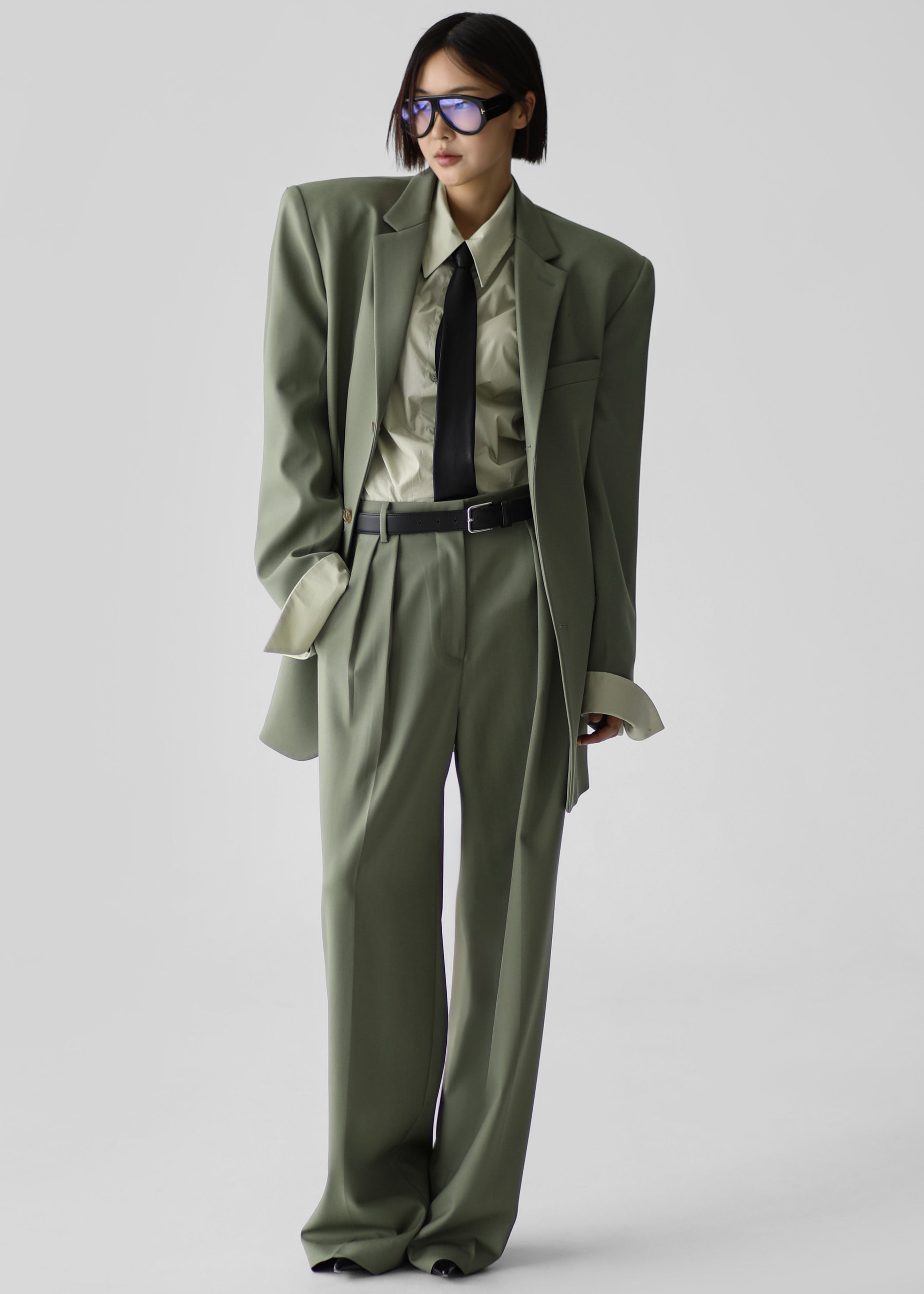 Shop the look image for Trosa Straight Trousers - Pale Olive