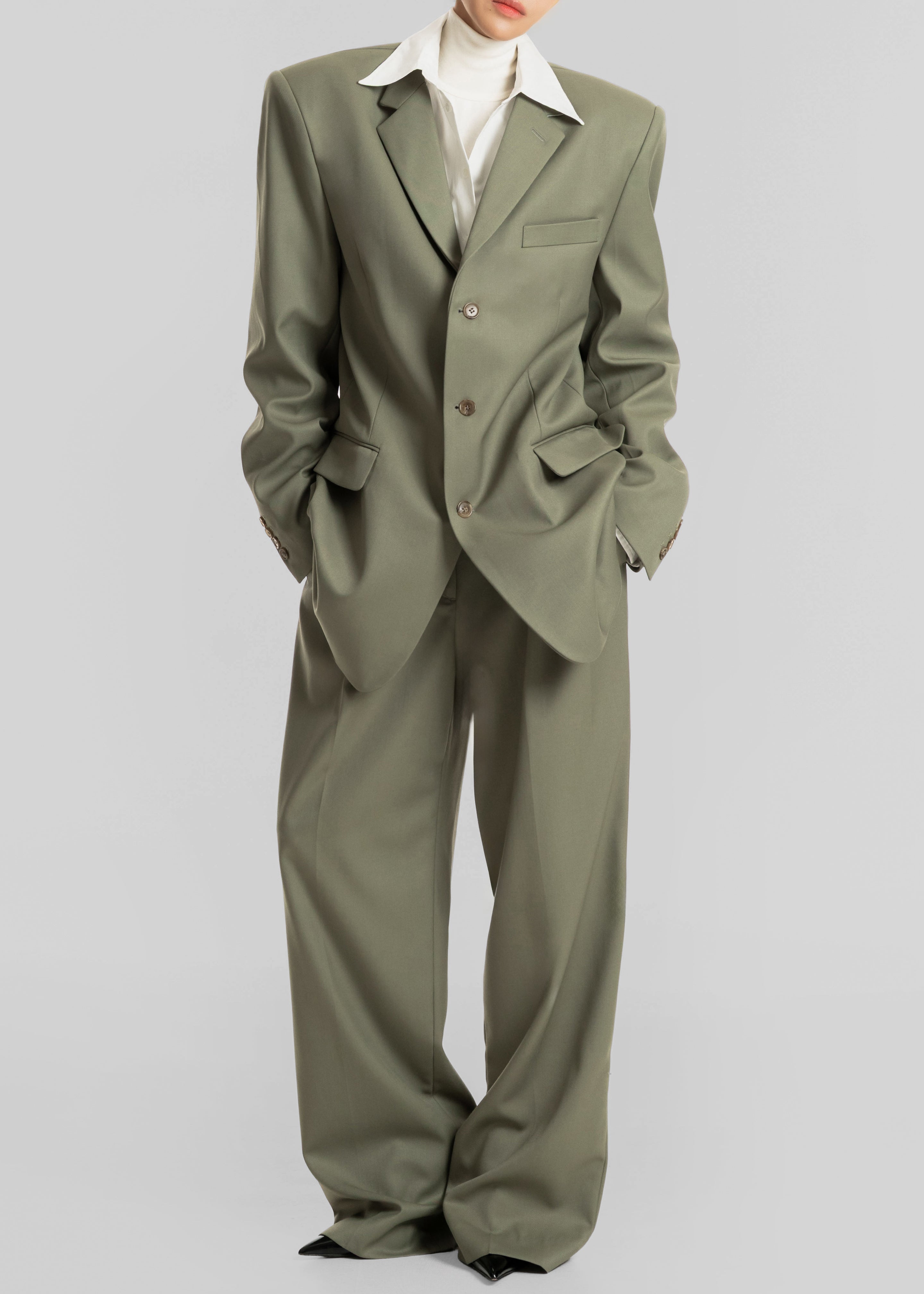 Trosa Straight Trousers - Pale Olive - 4