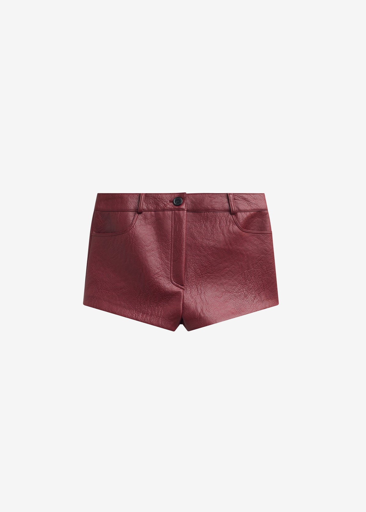 Troye Faux Leather Hot Pants - Burgundy - 8