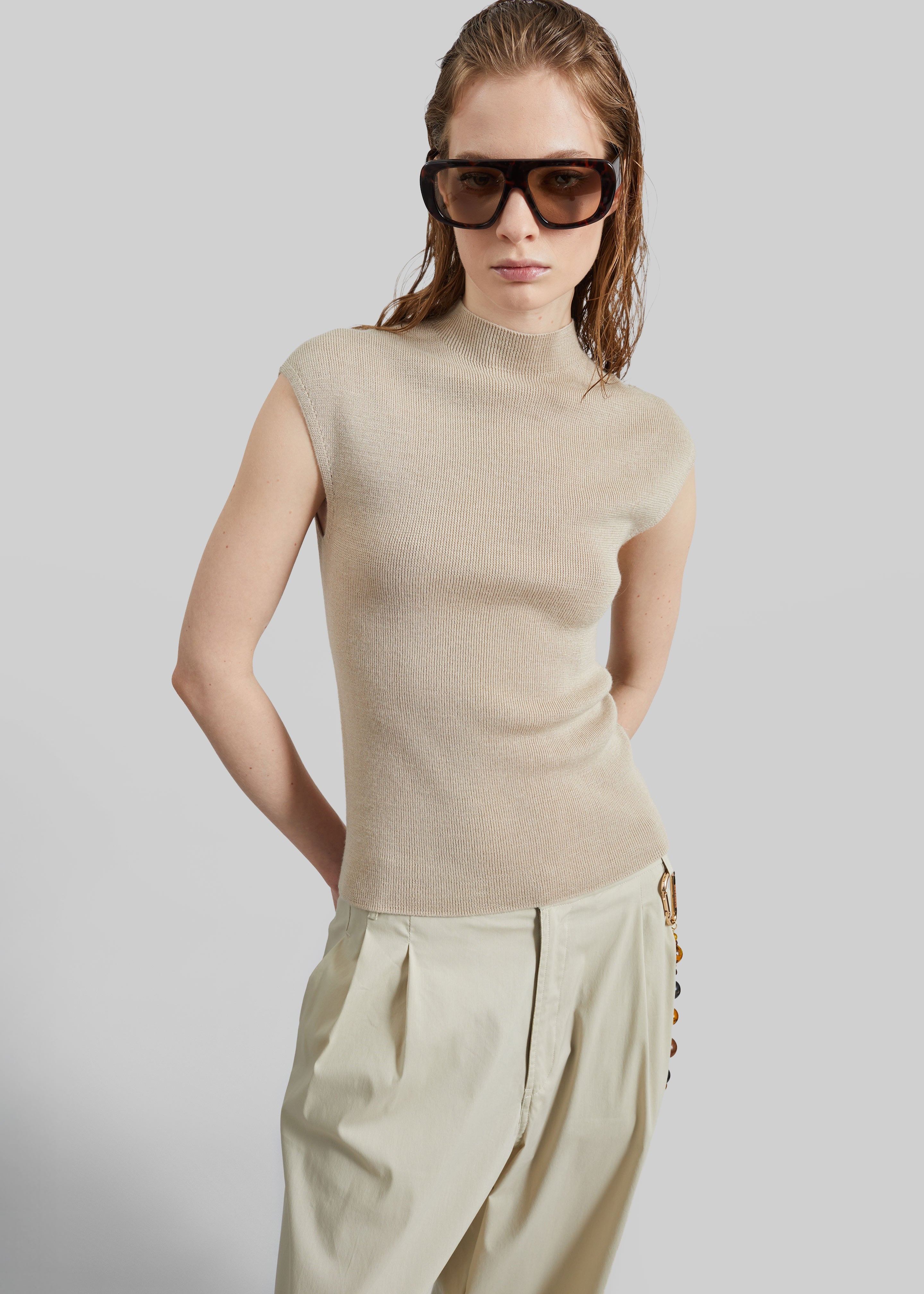 Troyes Knit Top - Beige - 3