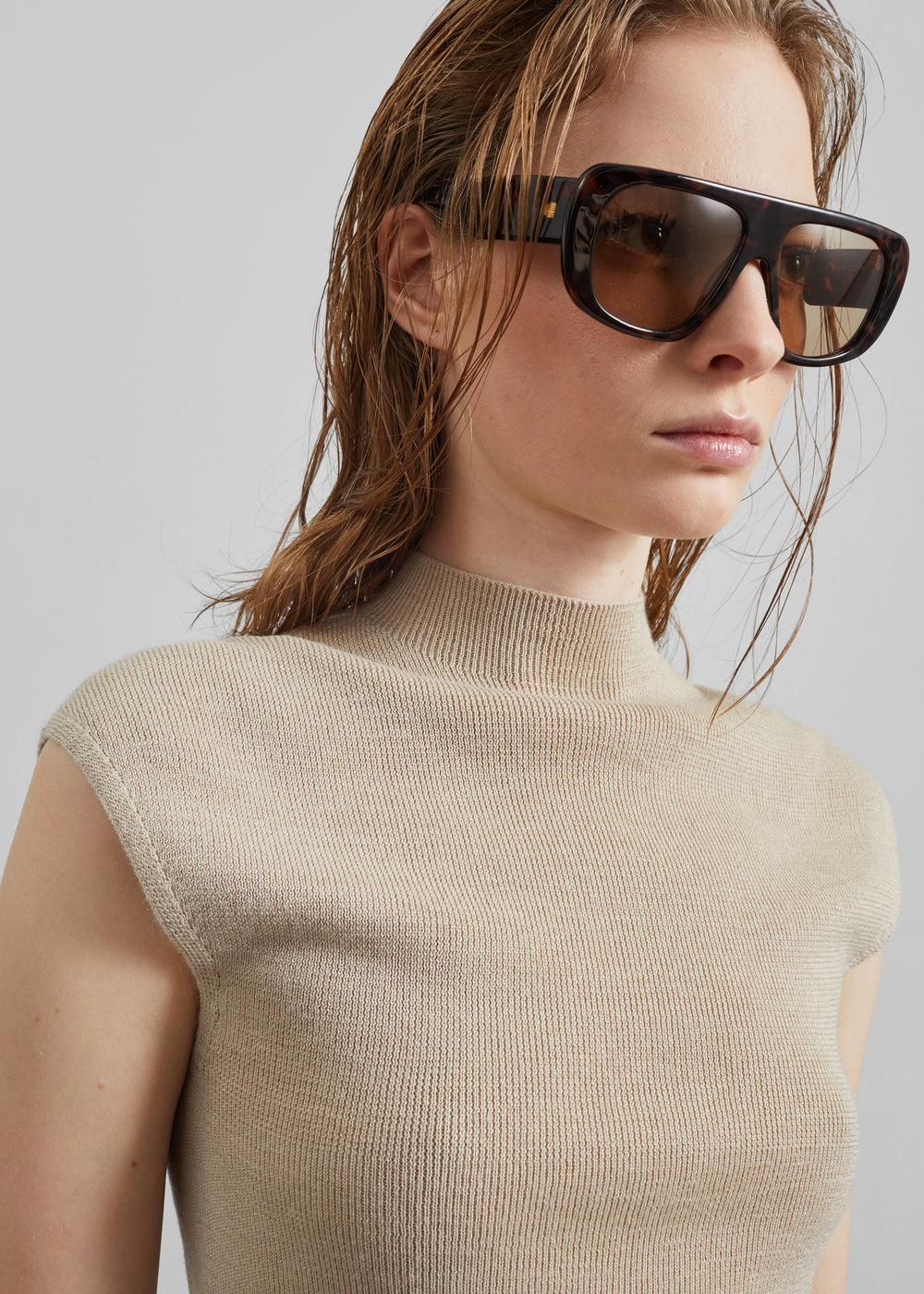 Troyes Knit Top - Beige - 1
