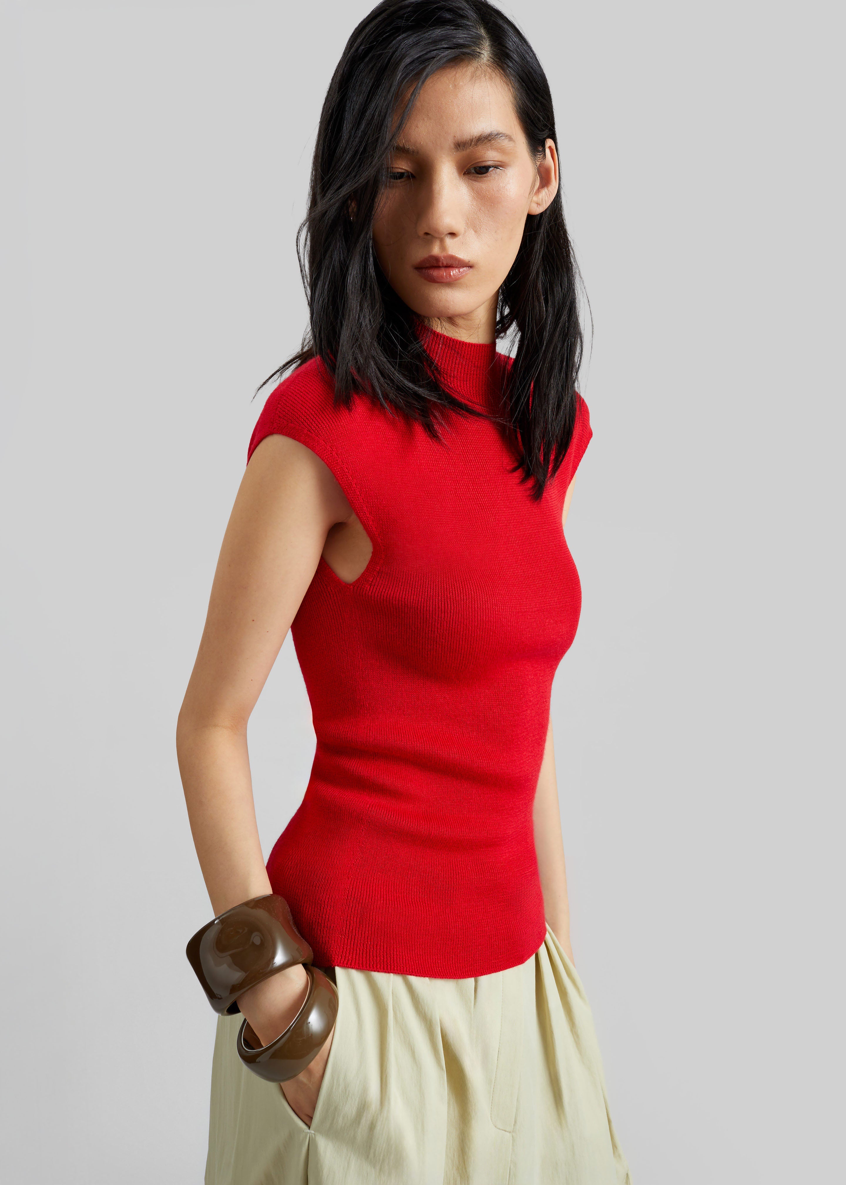 Troyes Knit Top - Red - 4