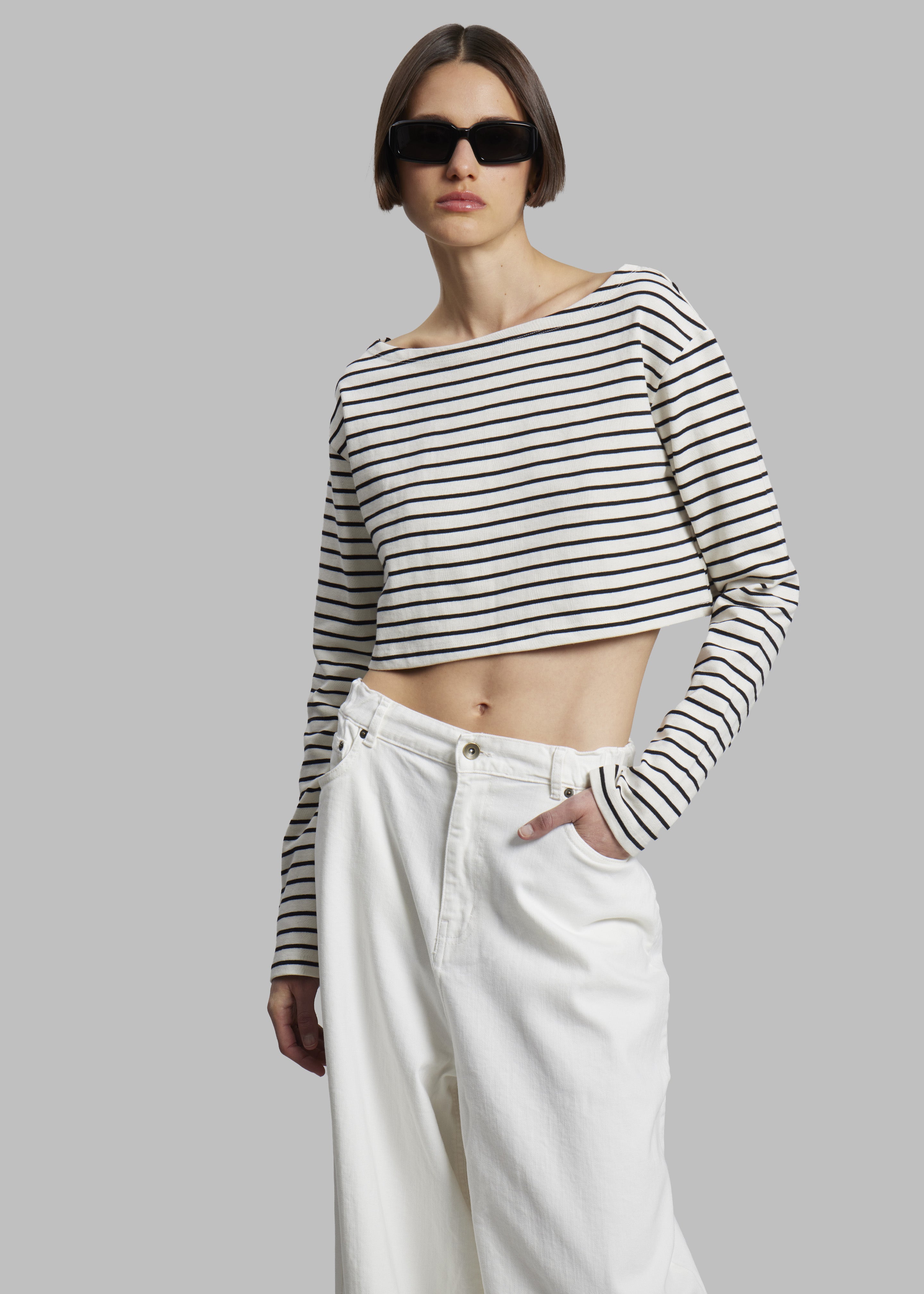 Tilla Boatneck Top - Black Stripe - 6