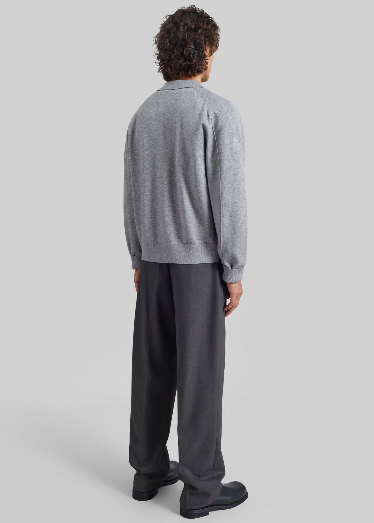 Julio Knit Polo Cardigan - Light Grey