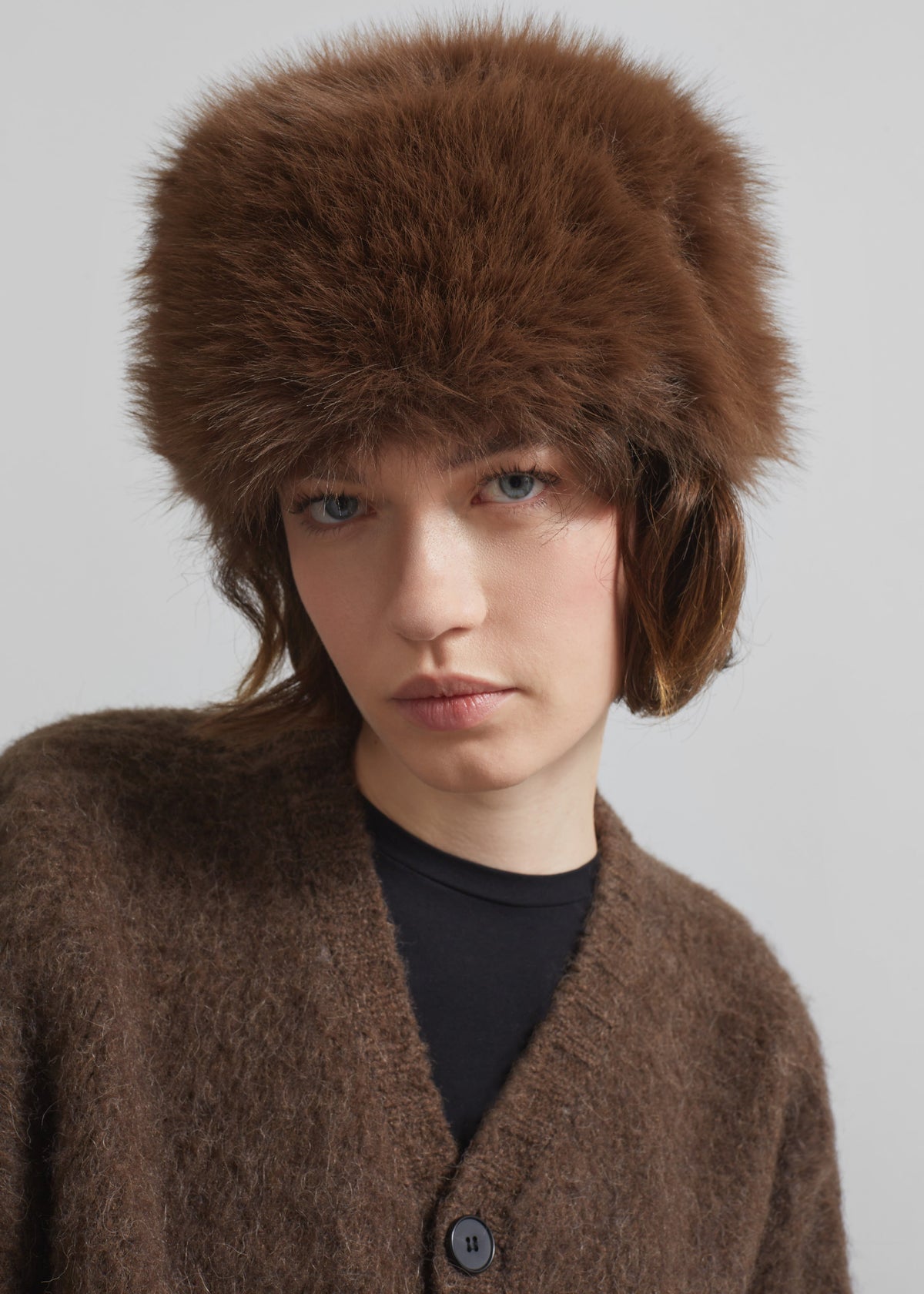 Umea Faux Fur Hat - Brown - 5