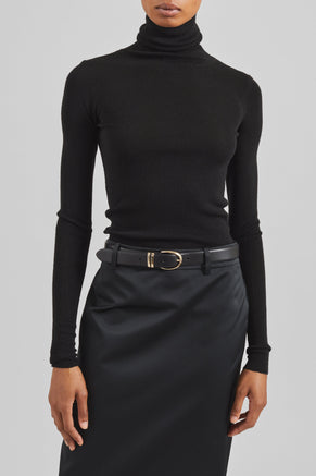 Utica Thin Turtleneck Sweater - Black