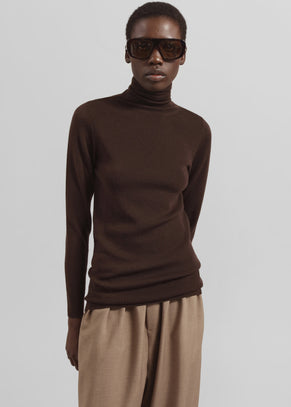 Utica Thin Turtleneck Sweater - Brown