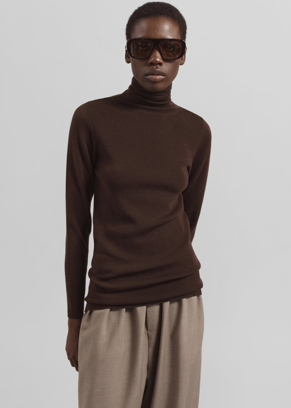 Utica Thin Turtleneck Sweater - Brown