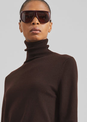 Utica Thin Turtleneck Sweater - Brown