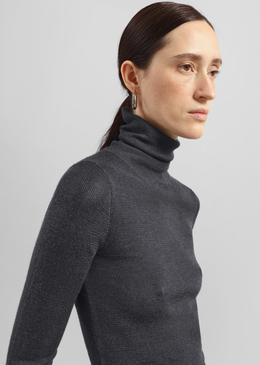 Utica Thin Turtleneck Sweater - Dark Grey Melange