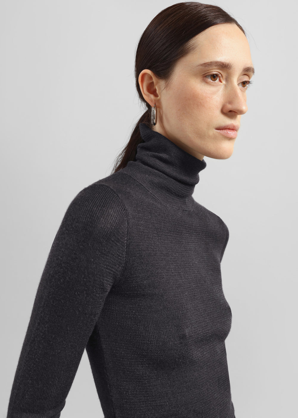 Utica Thin Turtleneck Sweater - Dark Grey Melange