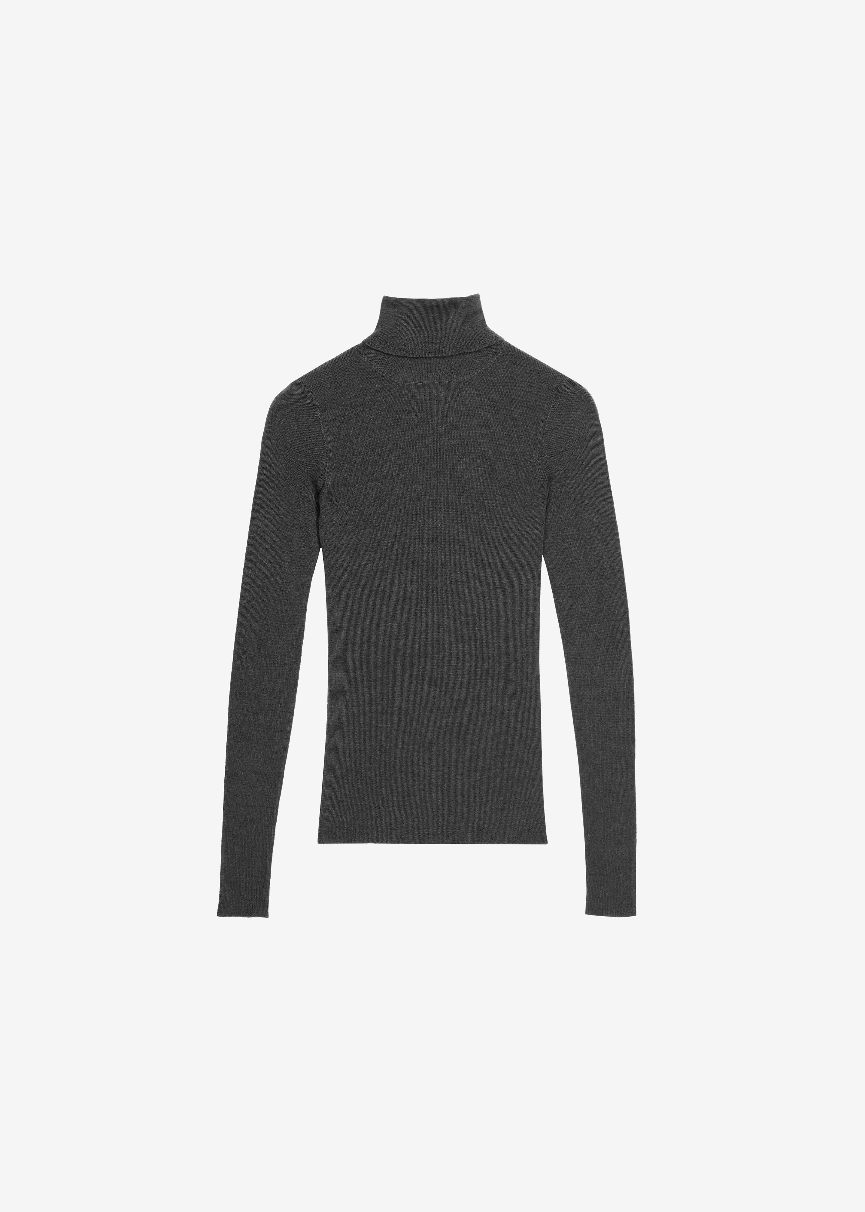 Utica Thin Turtleneck Sweater - Dark Grey Melange - 6