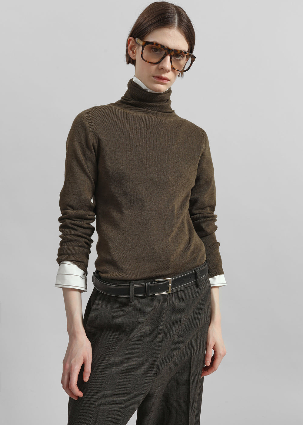 Utica Thin Turtleneck Sweater - Olive