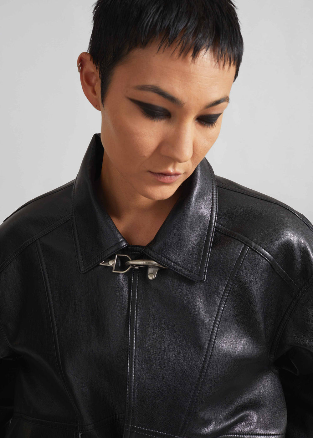 Utrecht Faux Leather Buckle Jacket - Black