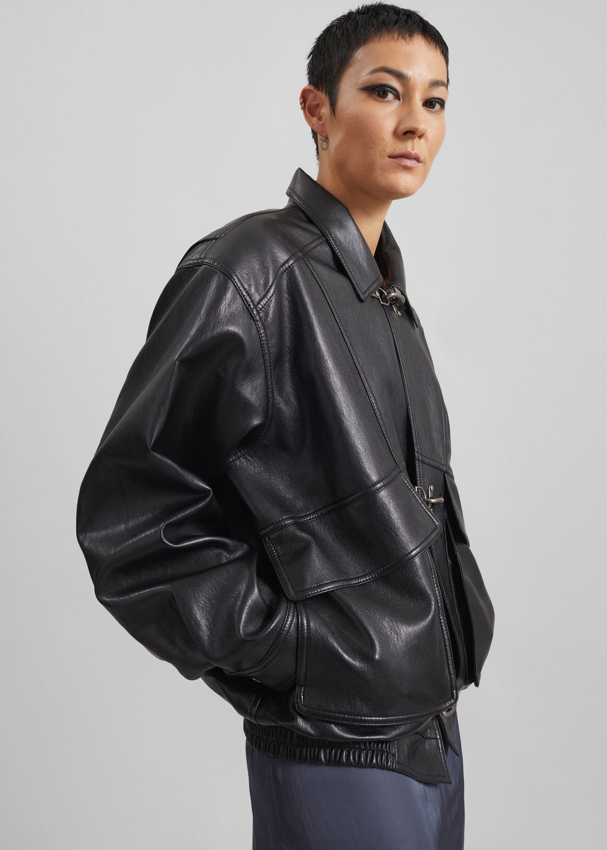 Utrecht Faux Leather Buckle Jacket - Black - 3