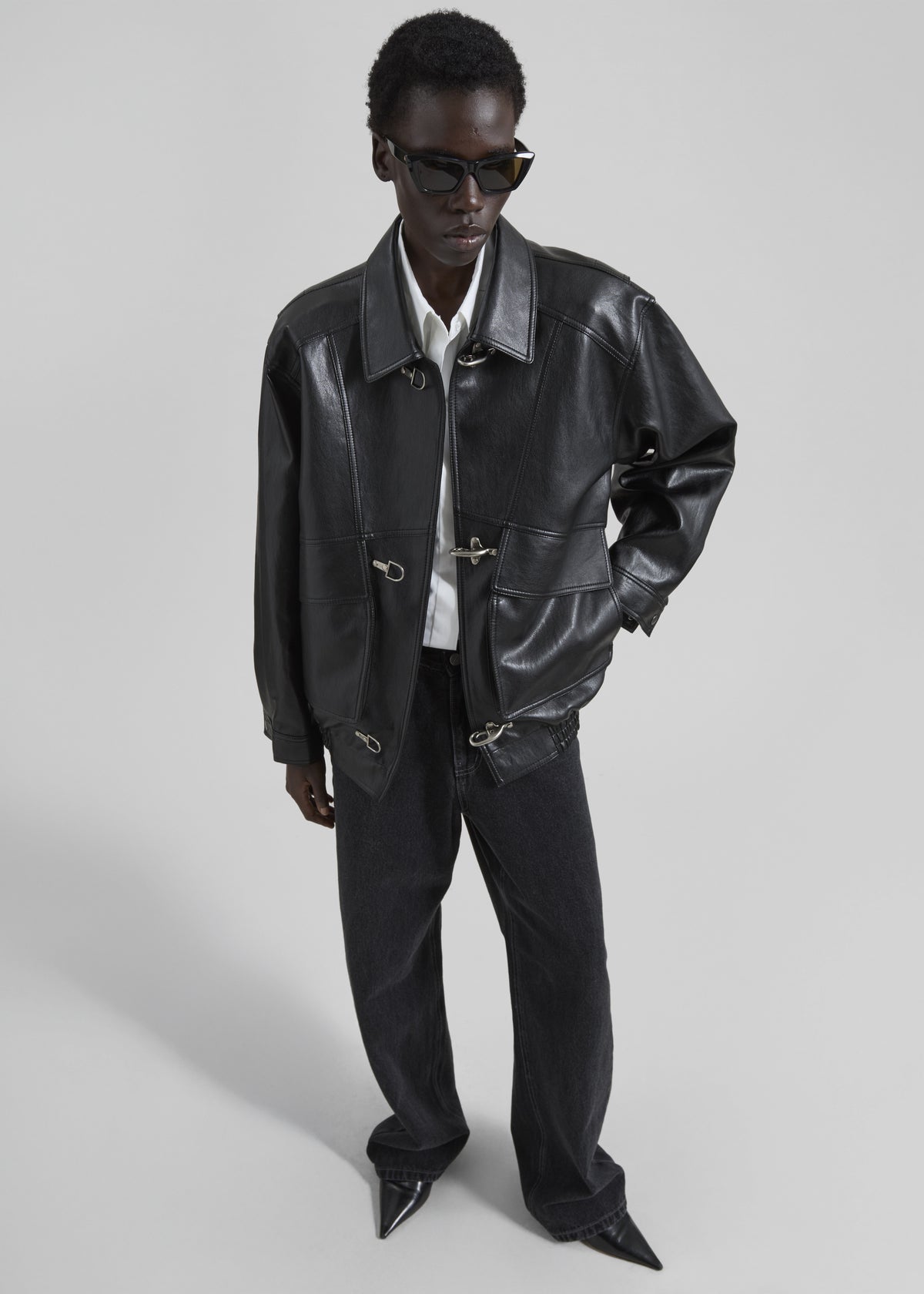 Utrecht Faux Leather Buckle Jacket - Black - 7