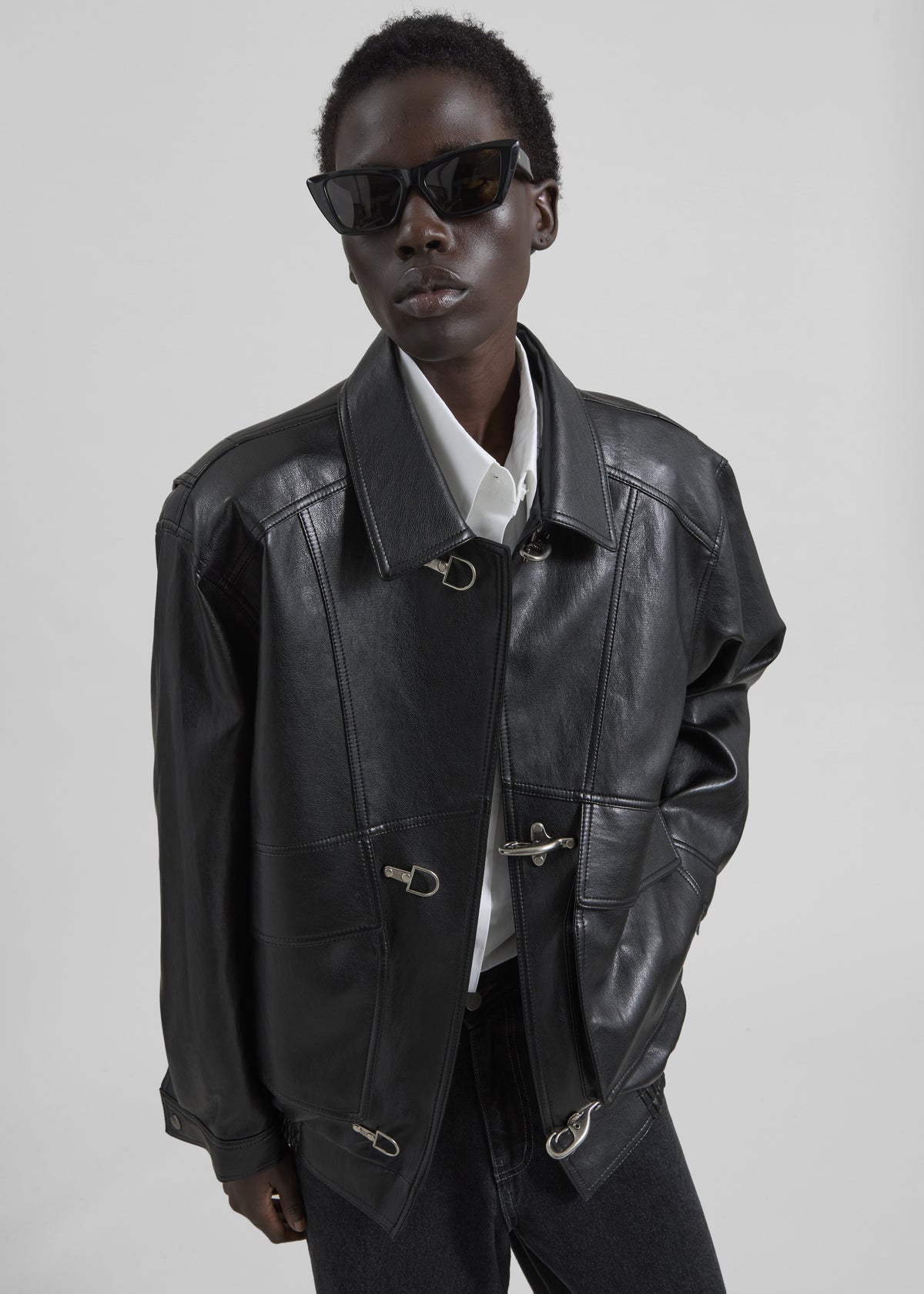 Utrecht Faux Leather Buckle Jacket - Black - 8