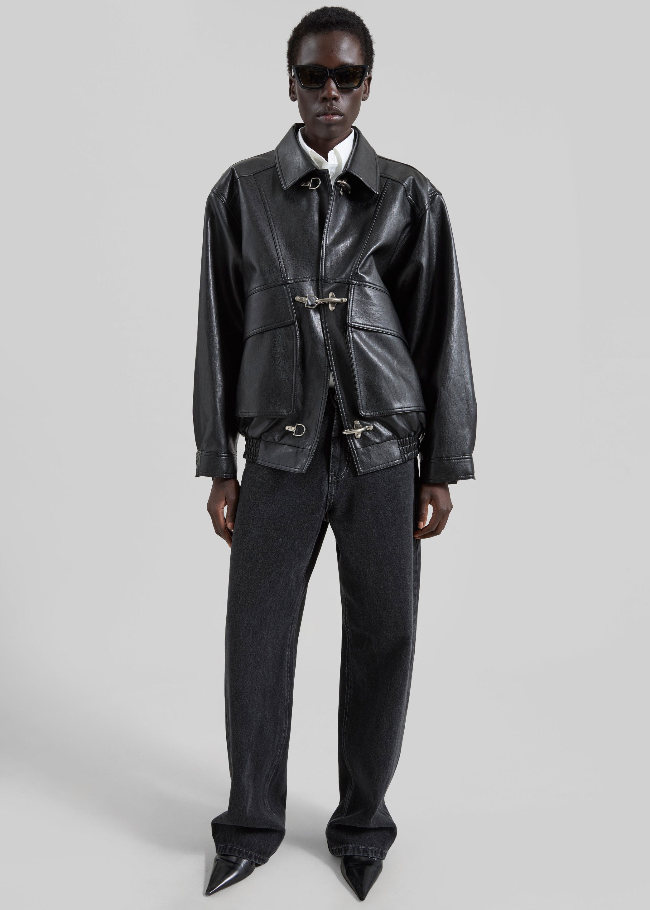 Shop the look image for Utrecht Faux Leather Buckle Jacket - Black