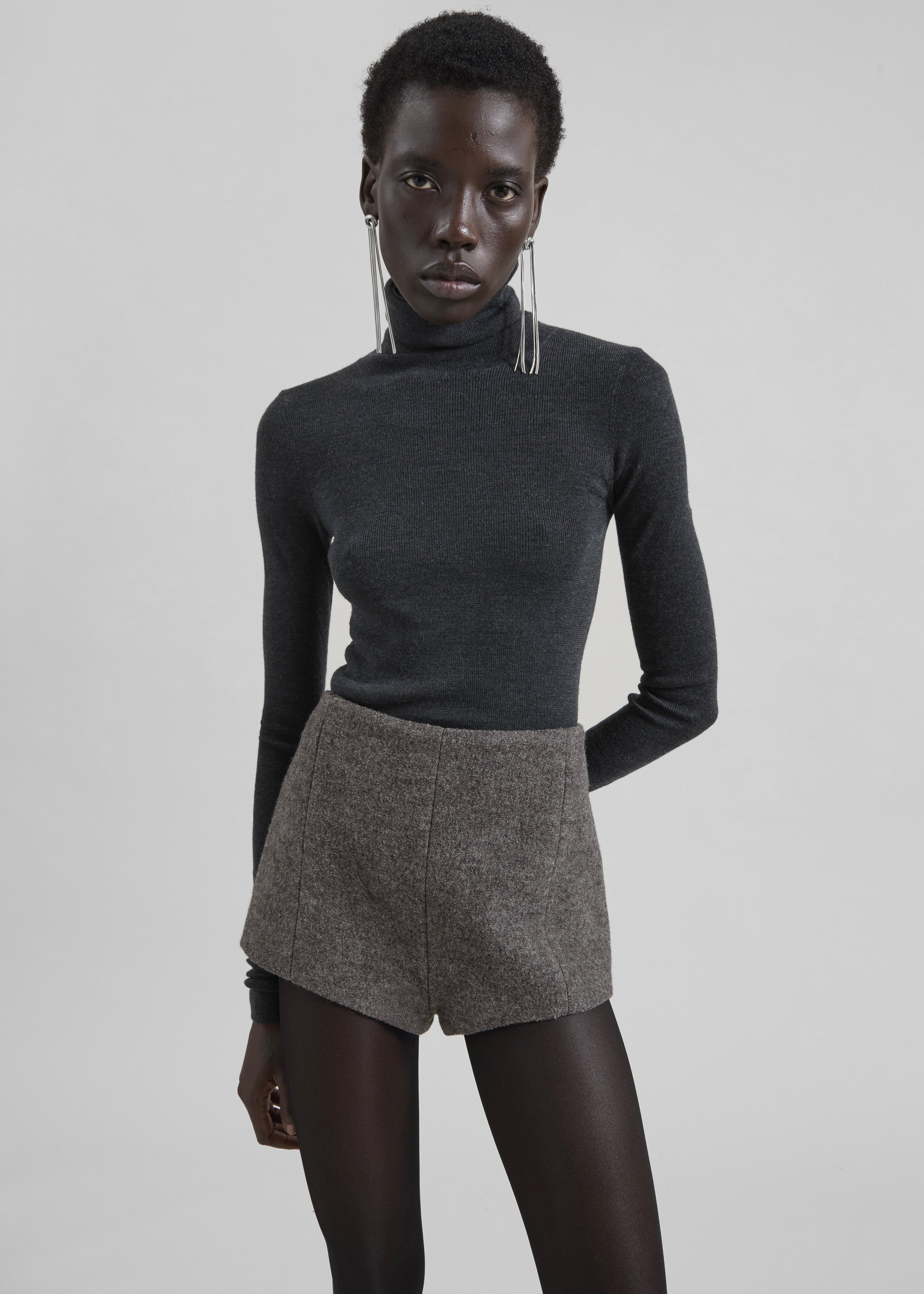 Vail Brushed Wool Hot Pants - Grey Melange - 4