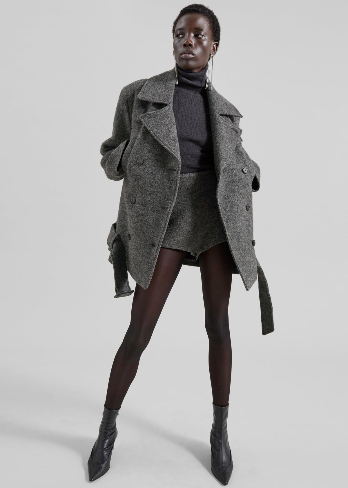 Vail Brushed Wool Hot Pants - Grey Melange - 2