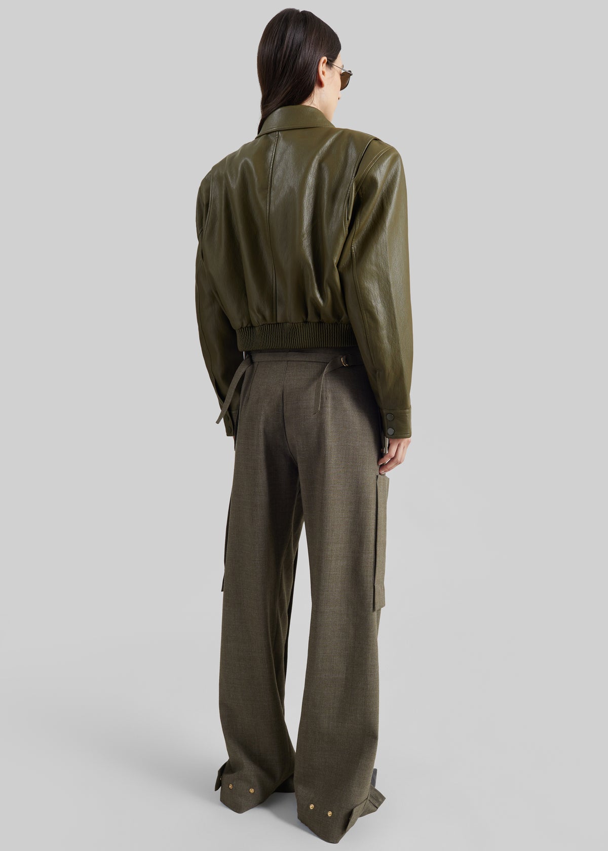 Giacca Val imbottita in pelle sintetica - Verde militare